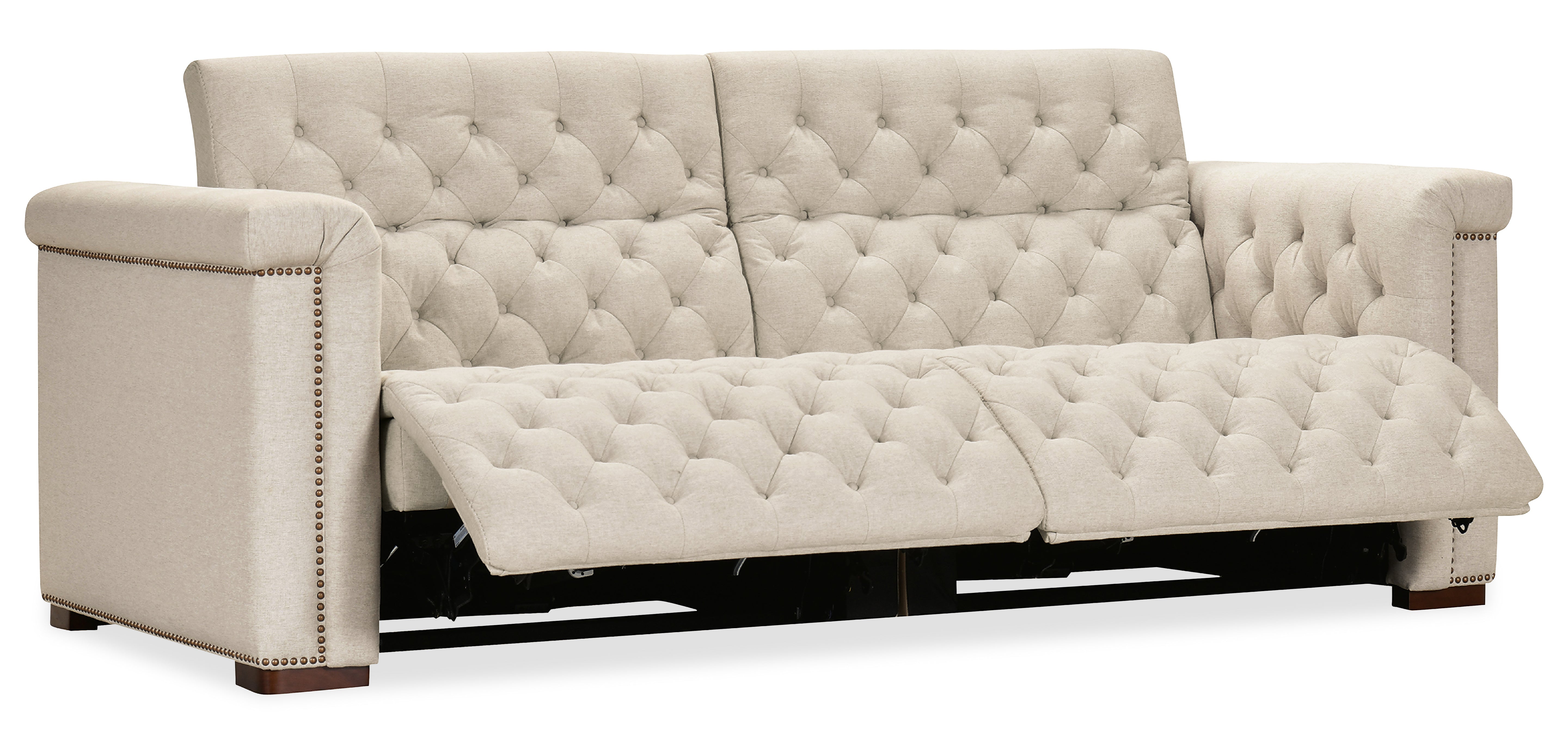 Hooker Furniture Savion Deux Sofa with Power Recliners and Power Headrests in Beige