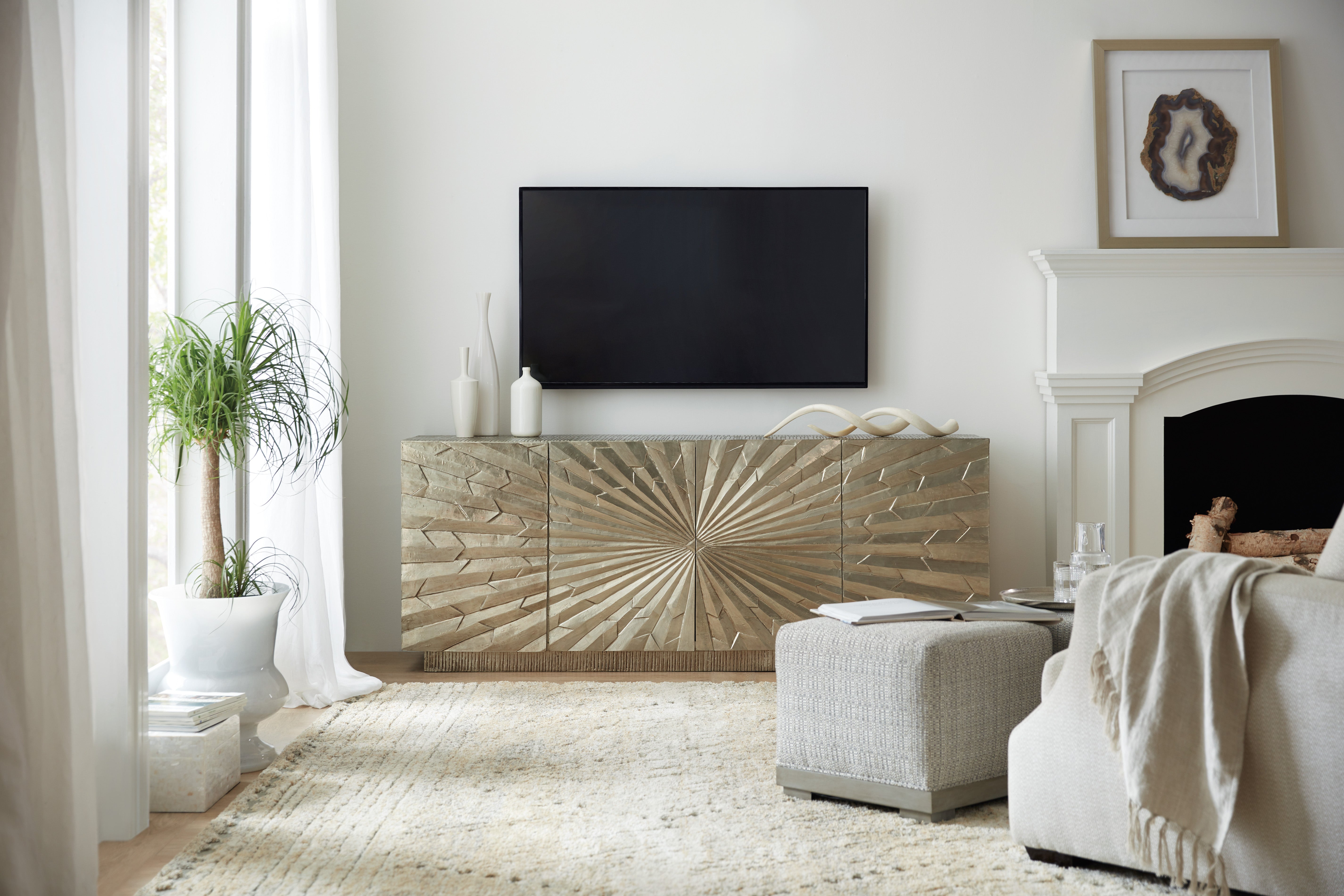 Hooker Furniture Big Bang 78in Entertainment Console in Silvers