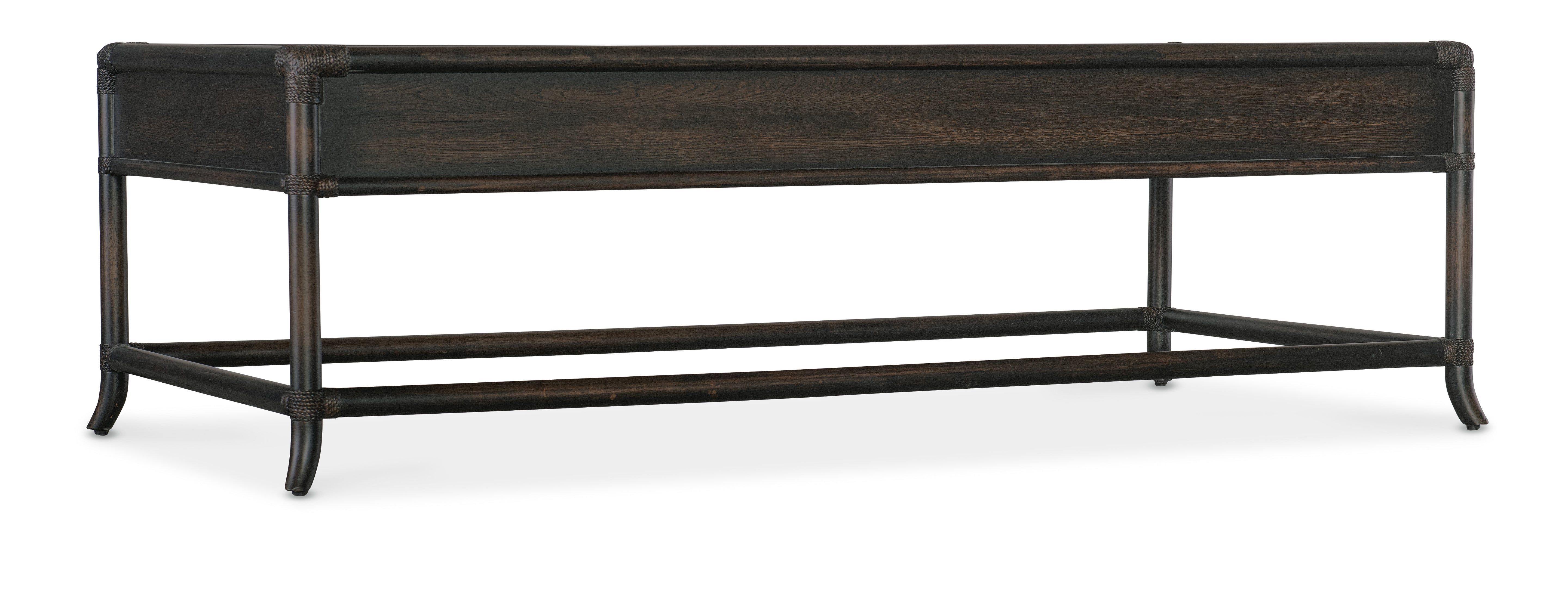 Hooker Furniture Retreat Pole Rattan Cocktail Table in Black