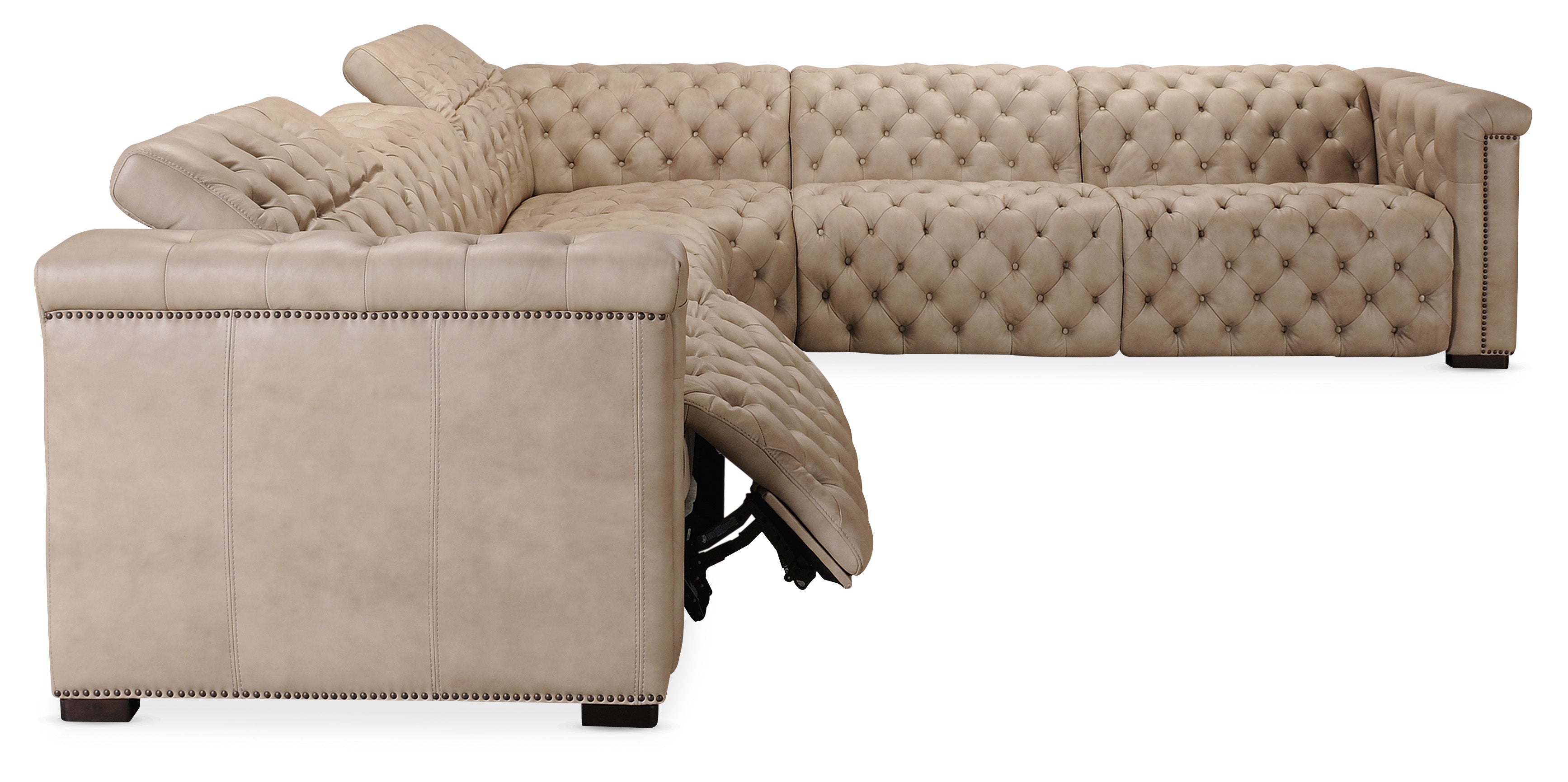 Hooker Furniture Savion Grandier 5-Piece Sectional with Power Recline & Power Headrest in Brown