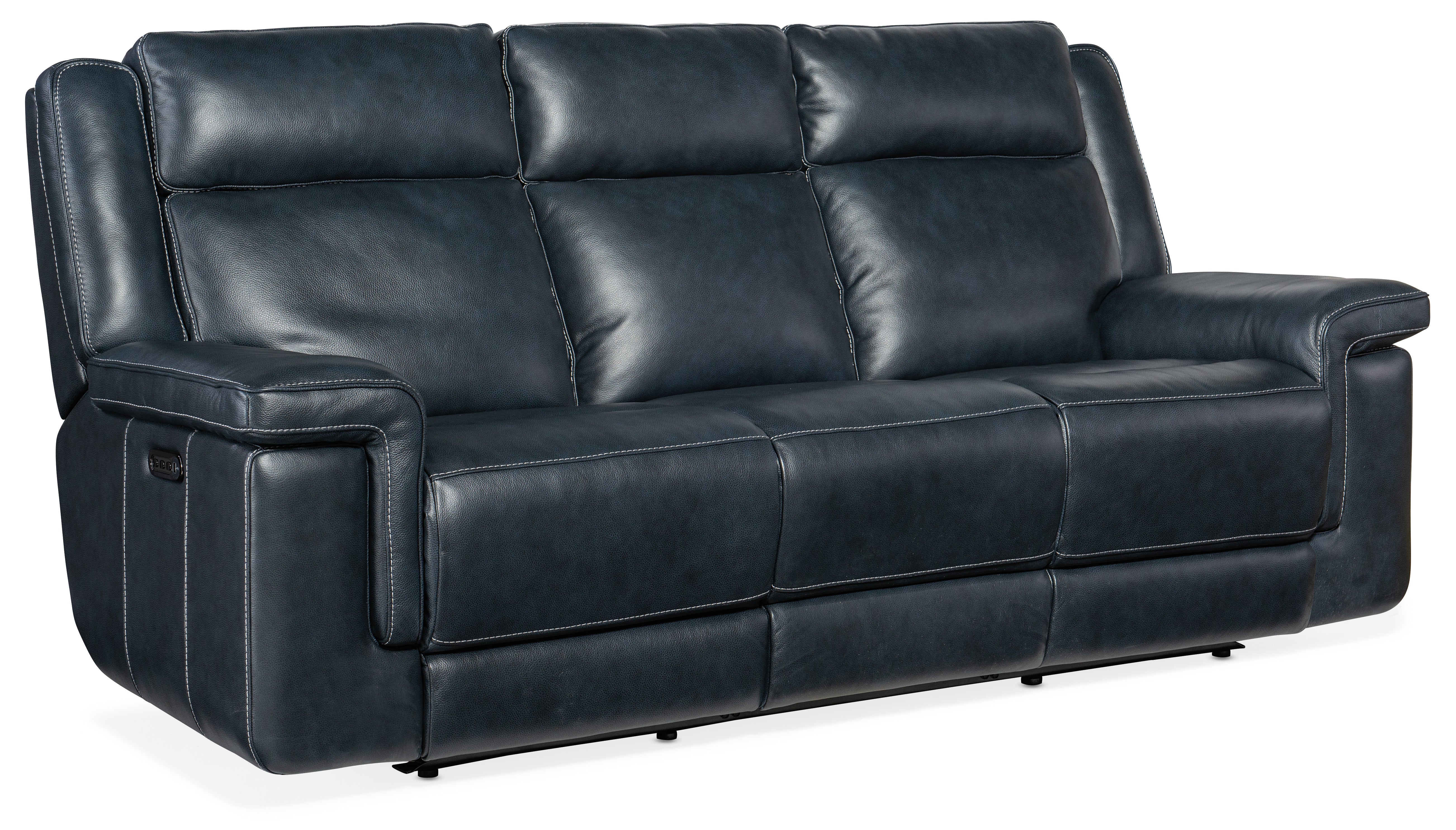 Hooker Furniture Montel Lay Flat Power Sofa with Power Headrest & Lumbar in Medium Blue