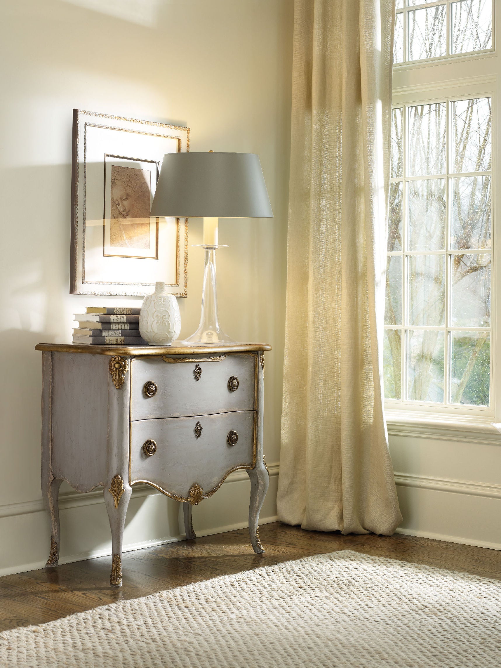 Hooker Furniture French Two Drawer Chest in Gray