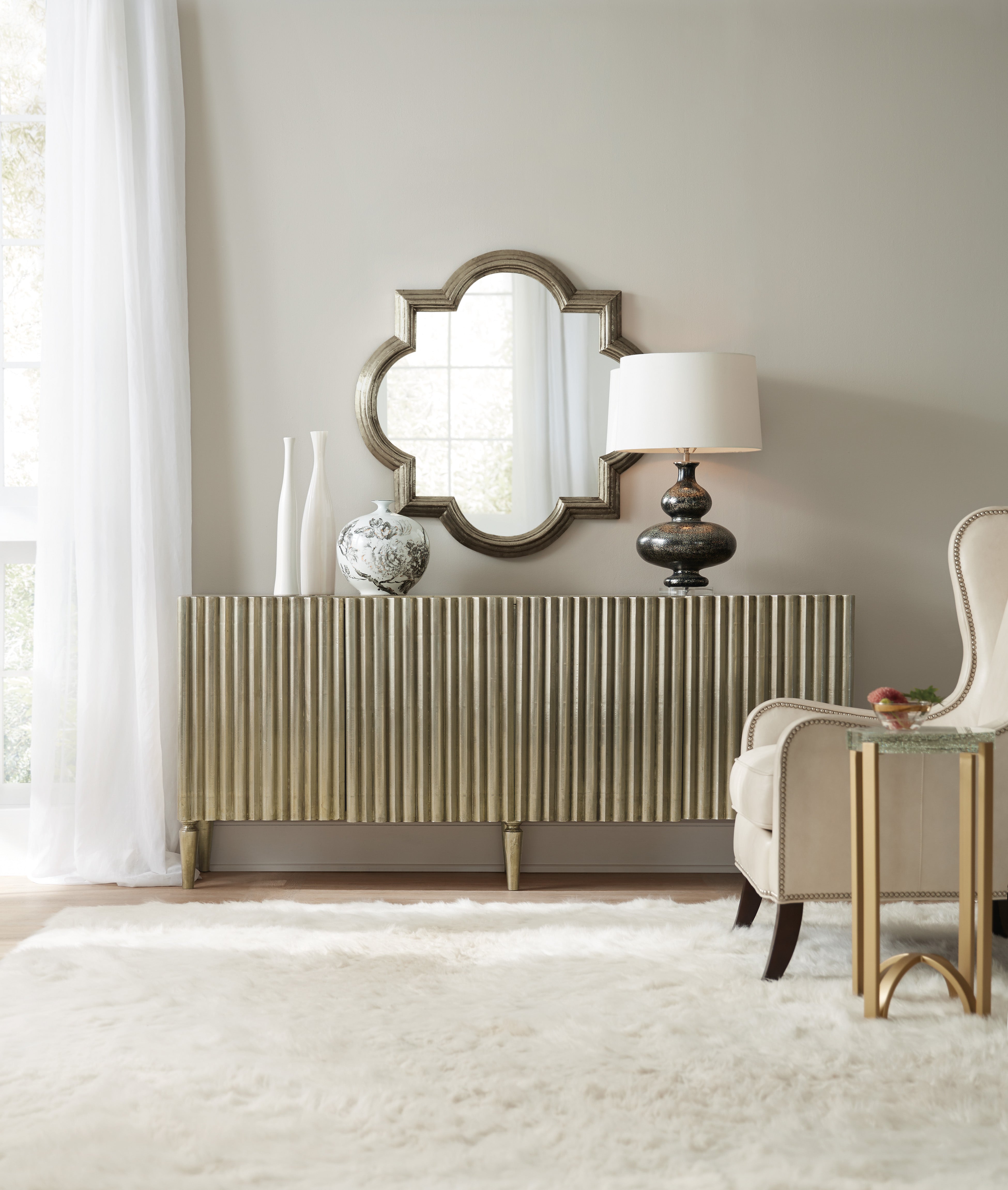 Hooker Furniture German Silver Console in Silvers