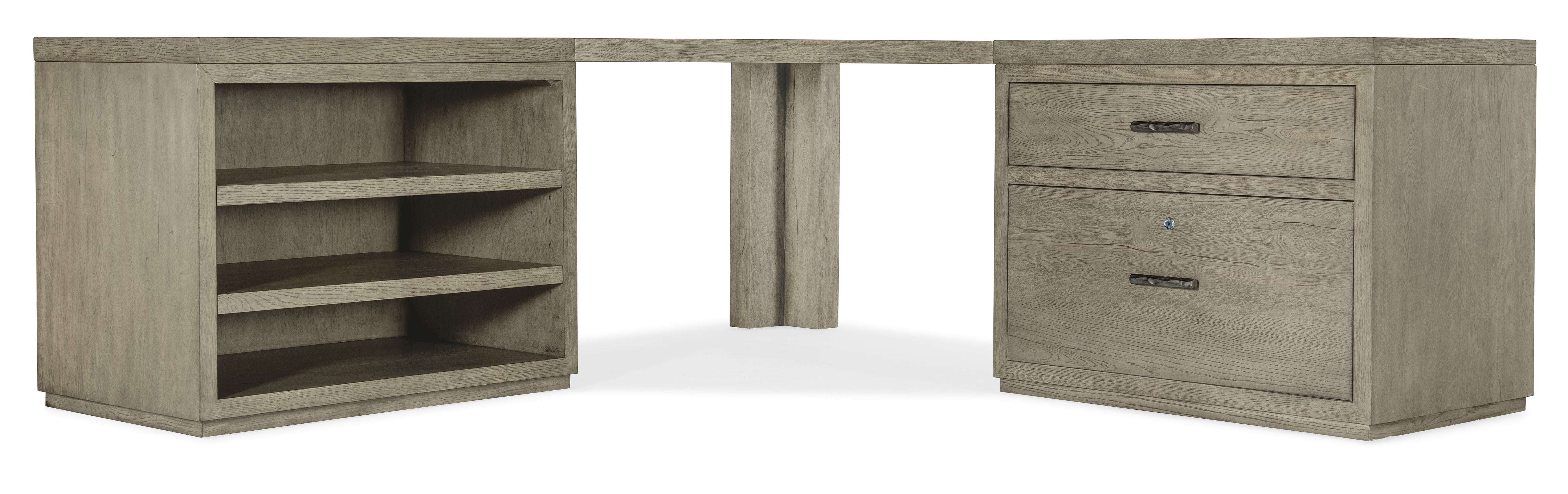 Hooker Furniture Linville Falls Corner Desk with Lateral File and Open Desk Cabinet