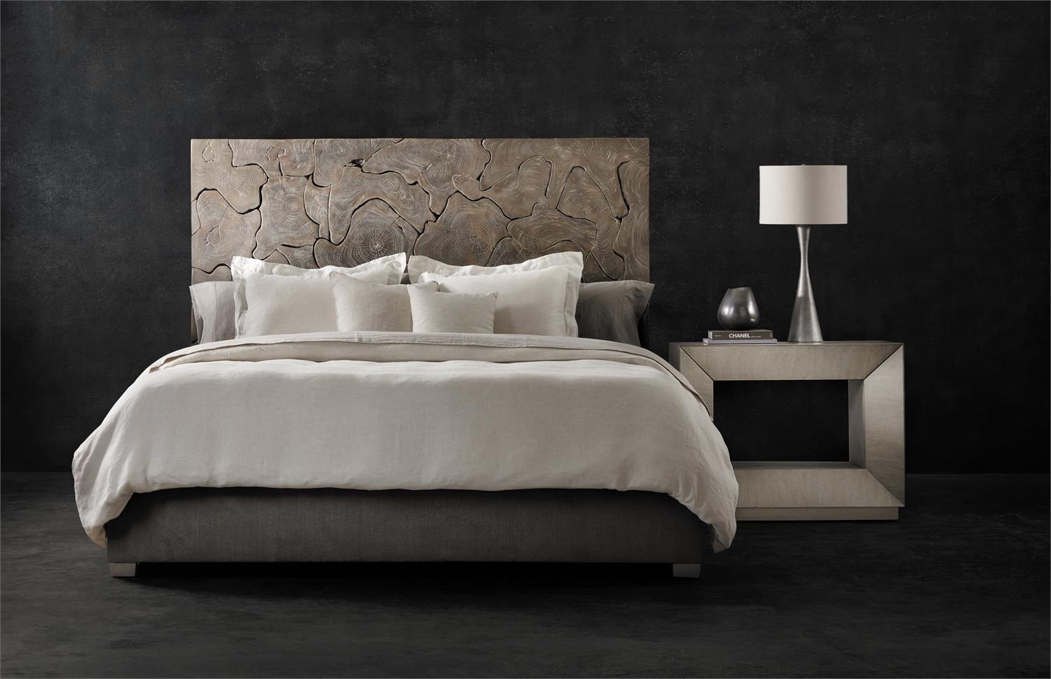 Bernhardt Furniture Calavaras Fabric Panel Bed King Express Ship in Truffle
