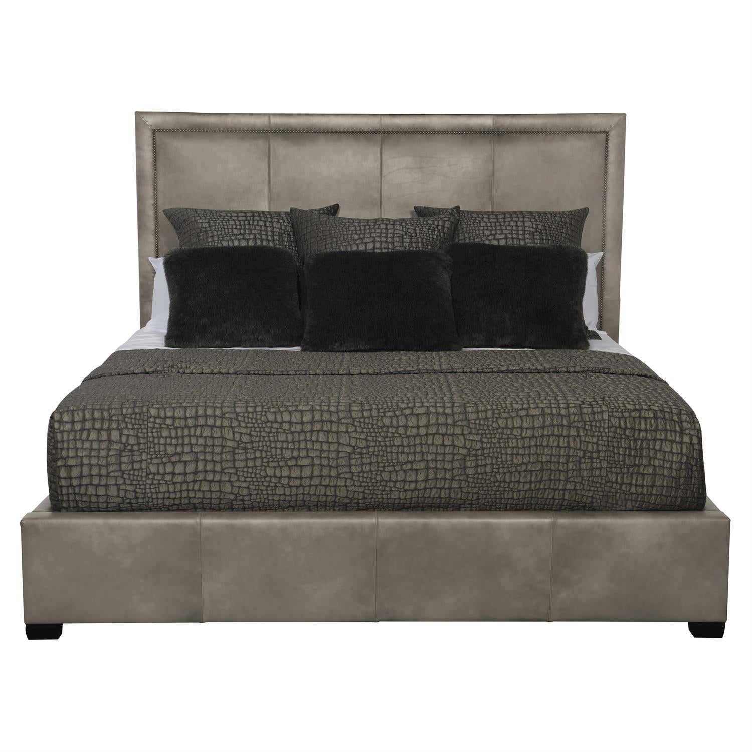 Bernhardt Furniture Morgan Leather Upholstered Bed in Espresso
