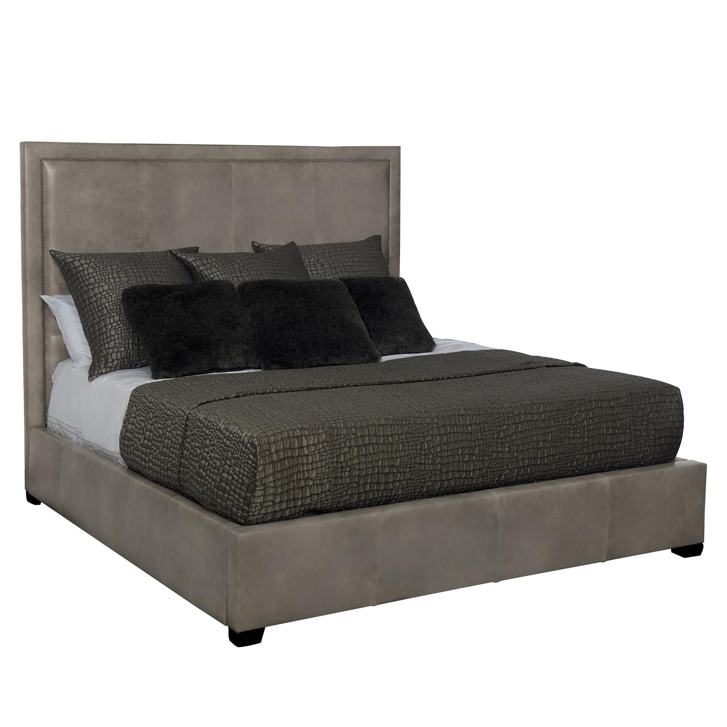 Bernhardt Furniture Morgan Leather Panel Bed in Espresso