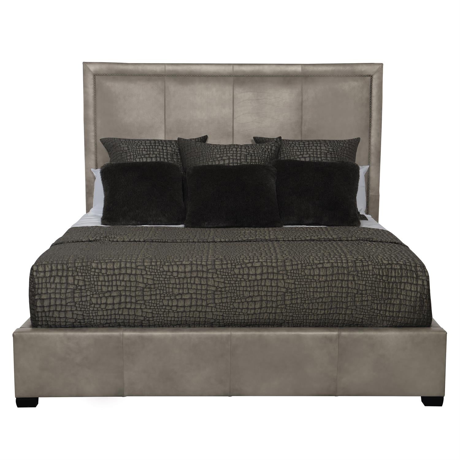 Bernhardt Furniture Morgan Leather Panel Bed in Espresso