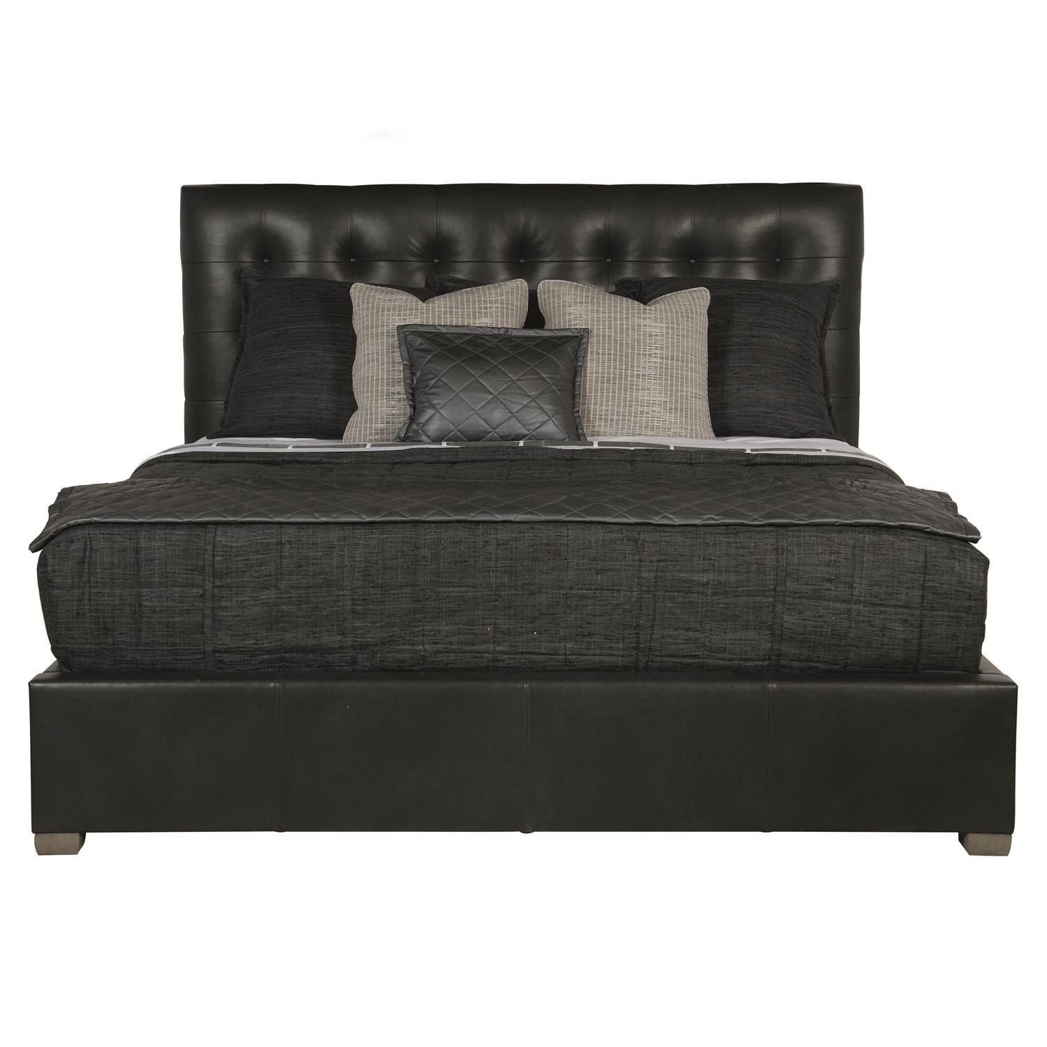 Bernhardt Furniture Avery Leather Panel Bed in Smoke