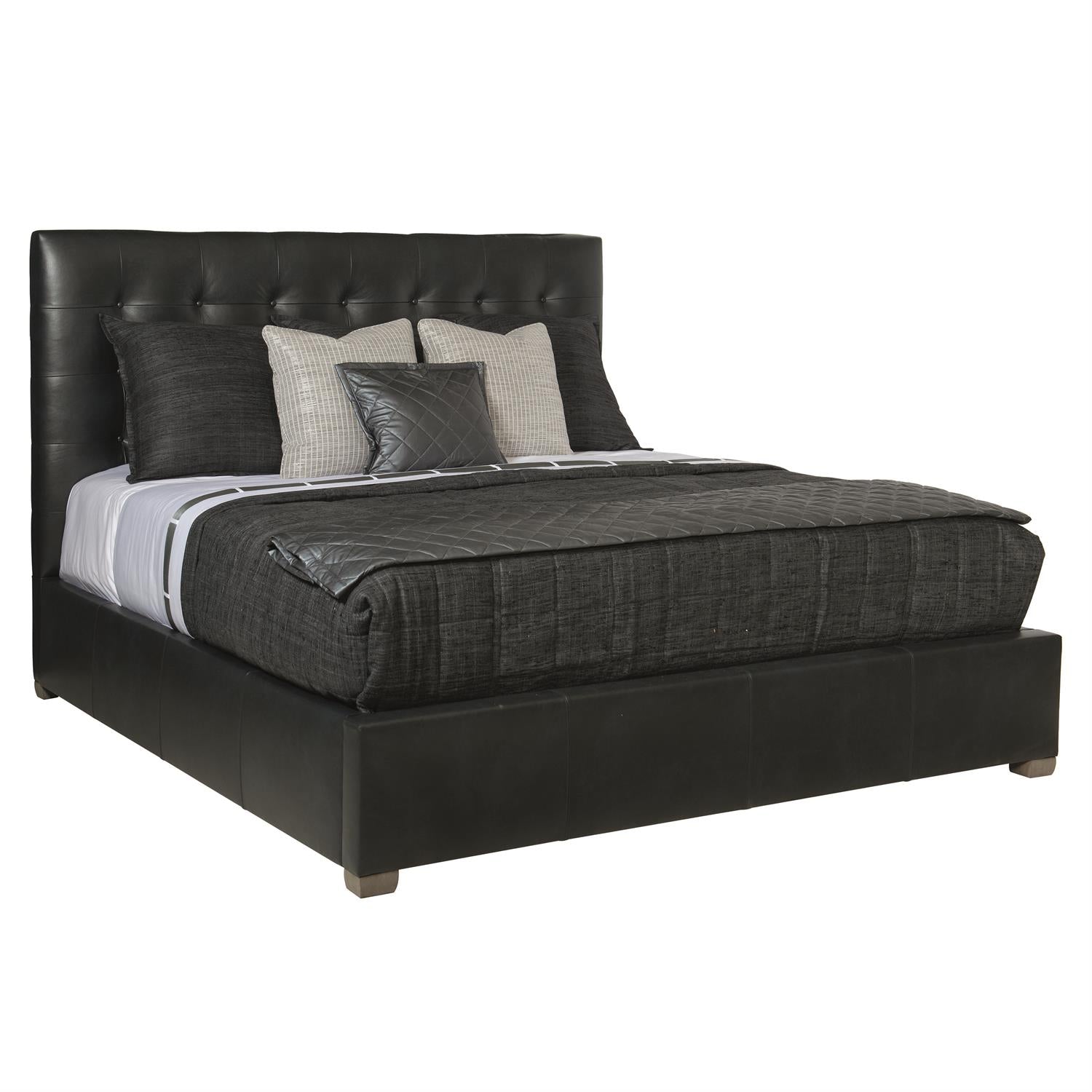 Bernhardt Furniture Avery Leather Panel Bed in Smoke