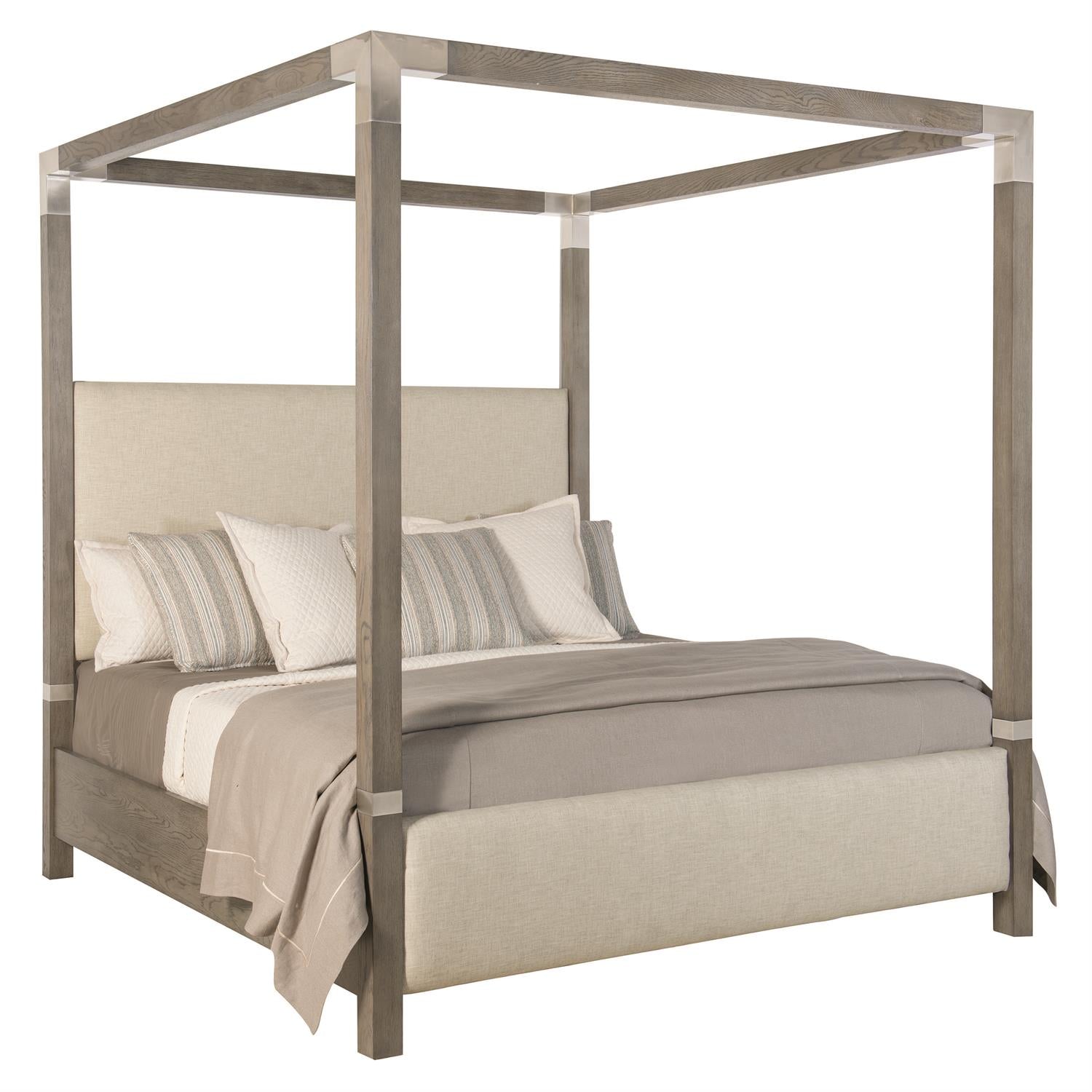 Bernhardt Furniture Palma Fabric Canopy Bed King in Rustic Grey