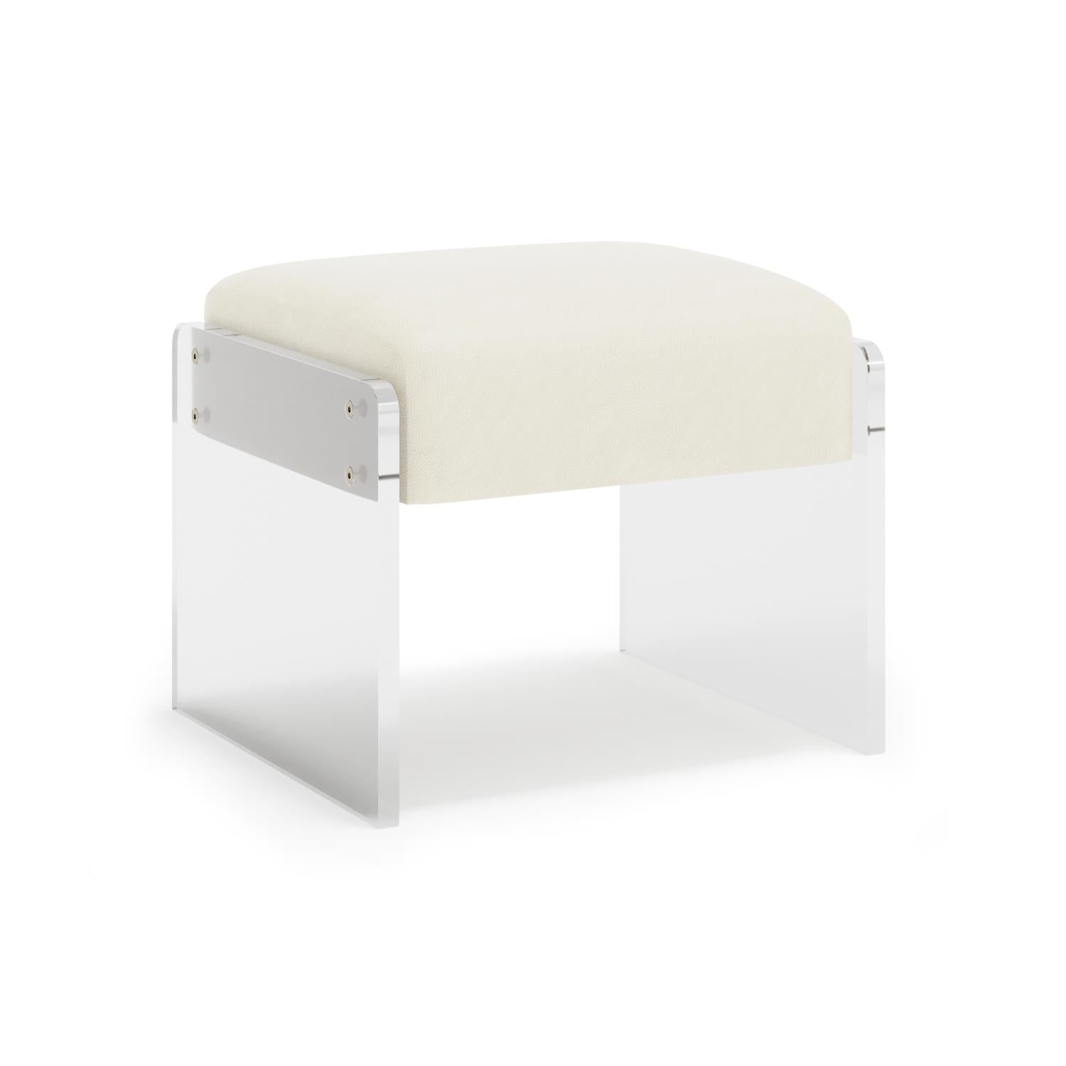 Bernhardt Furniture Jasper Leather Ottoman in Off-White