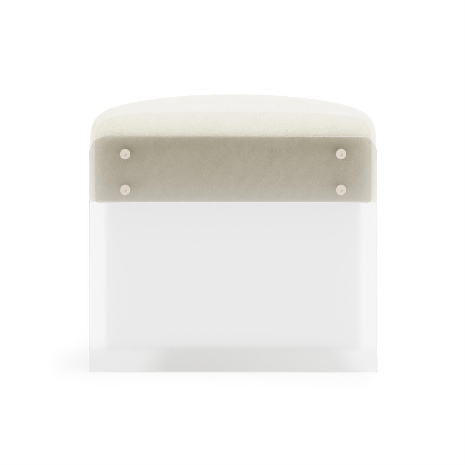 Bernhardt Furniture Jasper Leather Ottoman in Off-White
