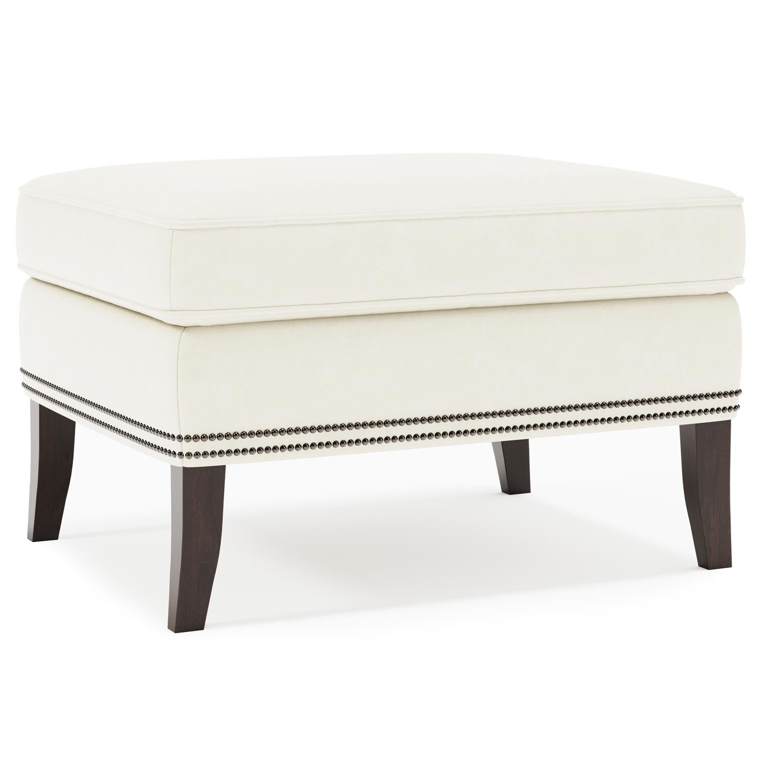 Bernhardt Furniture Kingston Leather Ottoman in Mocha
