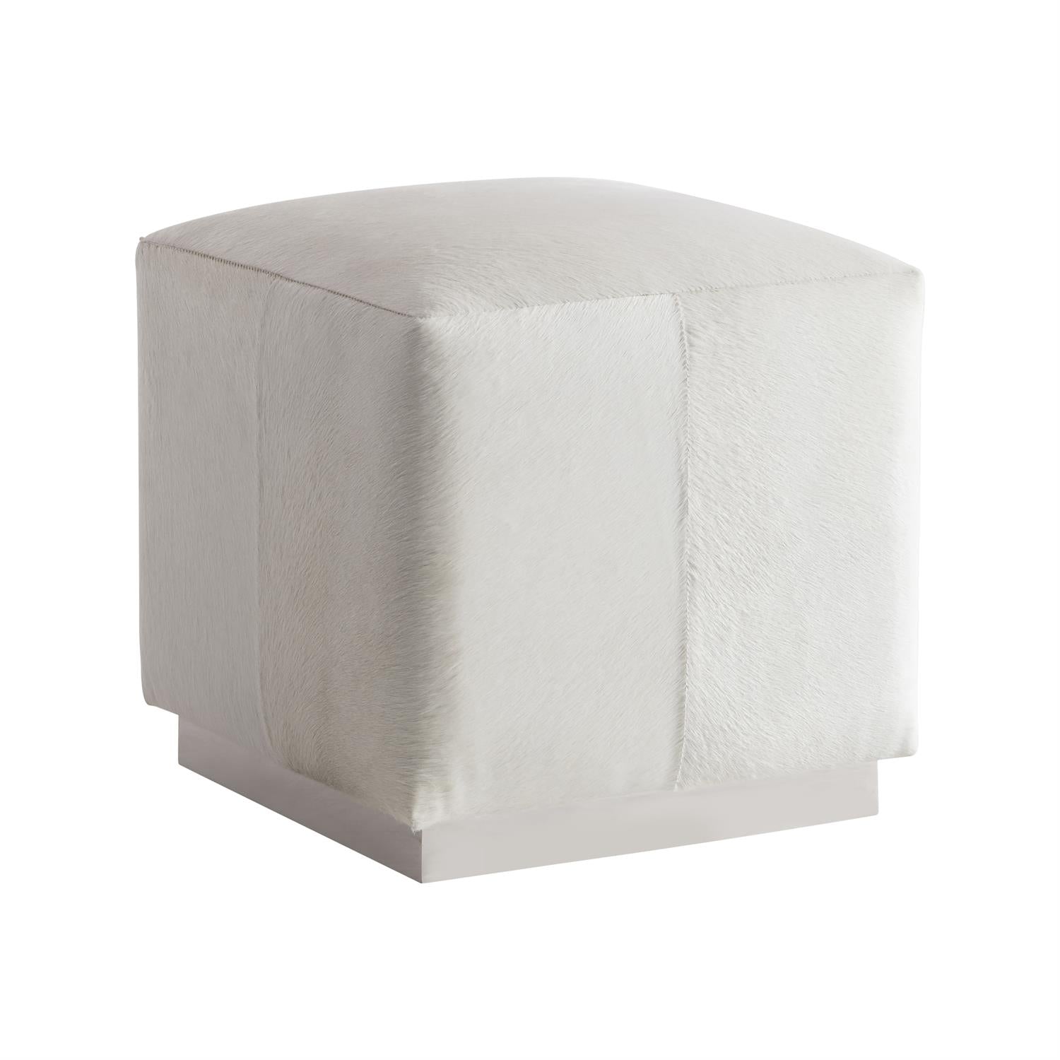 Bernhardt Furniture Aspen Leather Ottoman in Off-White
