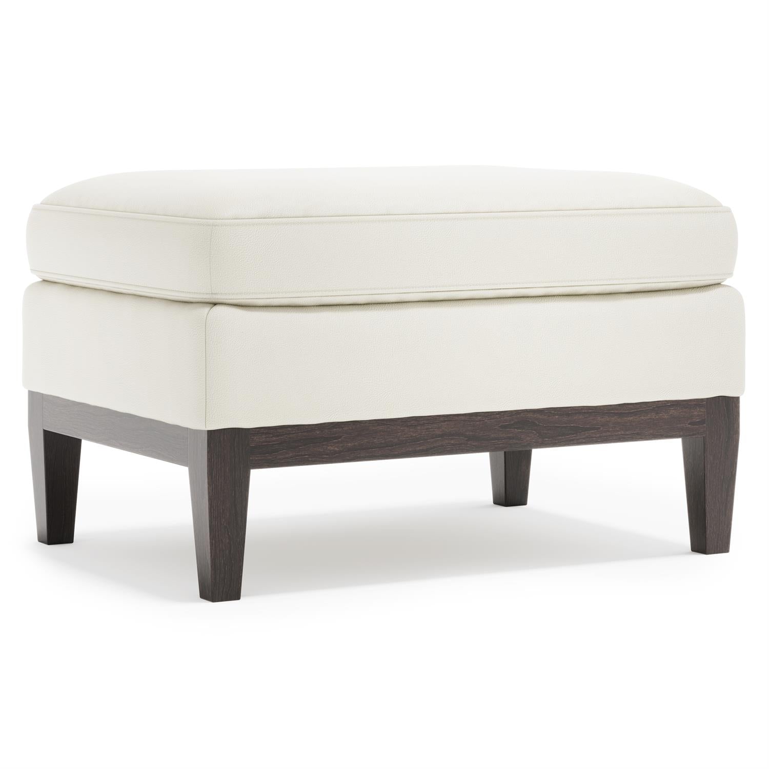 Bernhardt Furniture Cumberland Leather Ottoman in White