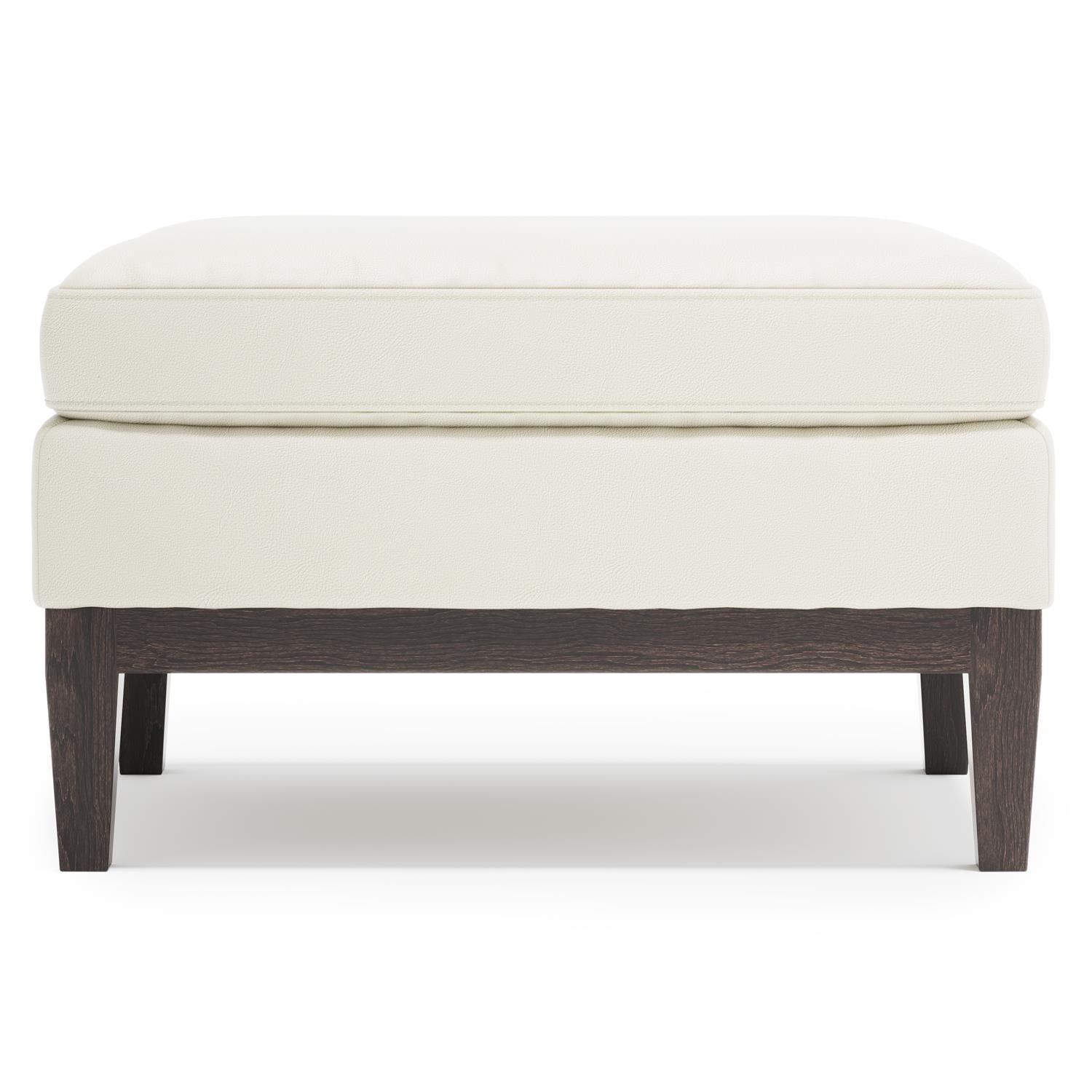 Bernhardt Furniture Cumberland Leather Ottoman in White