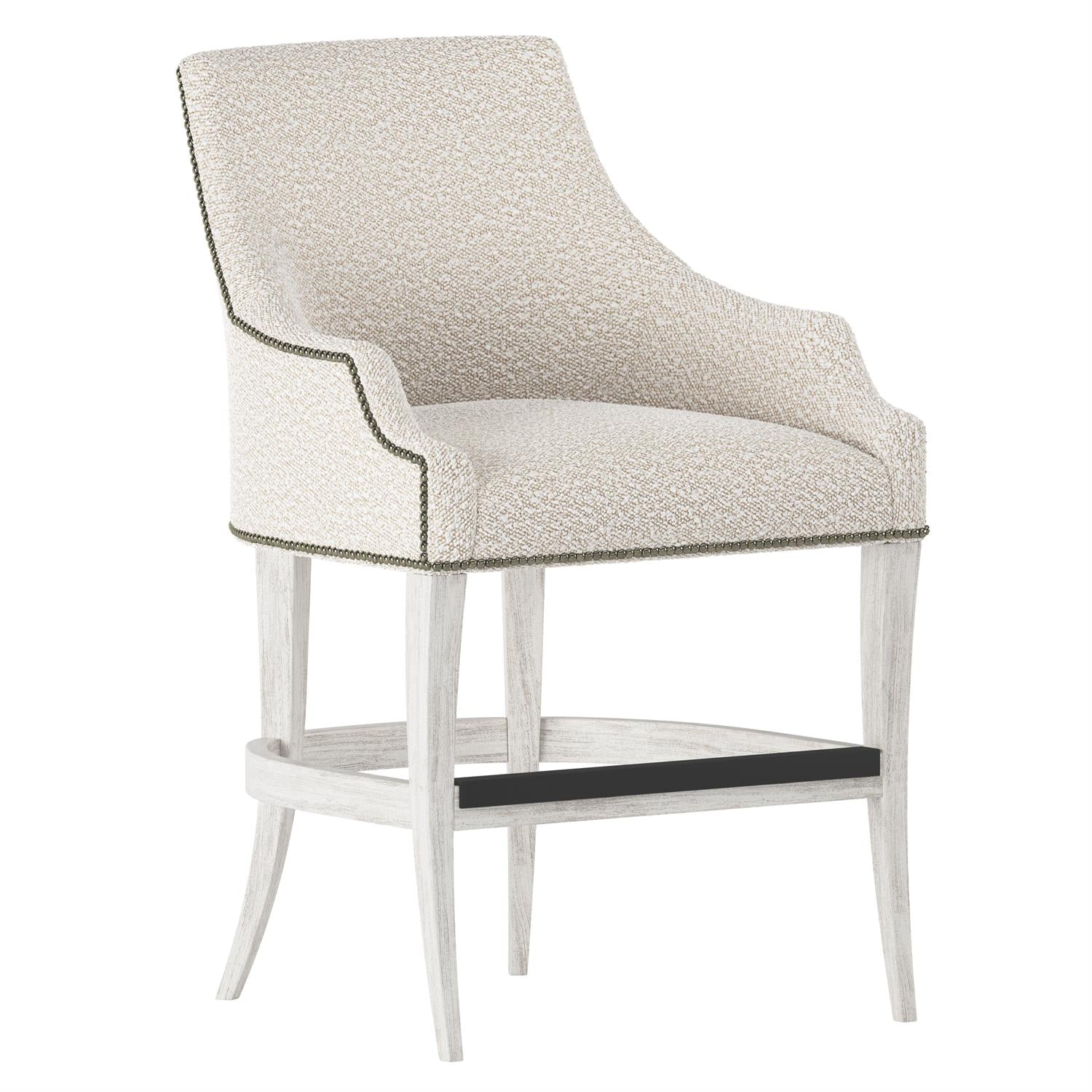 Bernhardt Furniture Keeley Fabric Counter Stool in Glacier White
