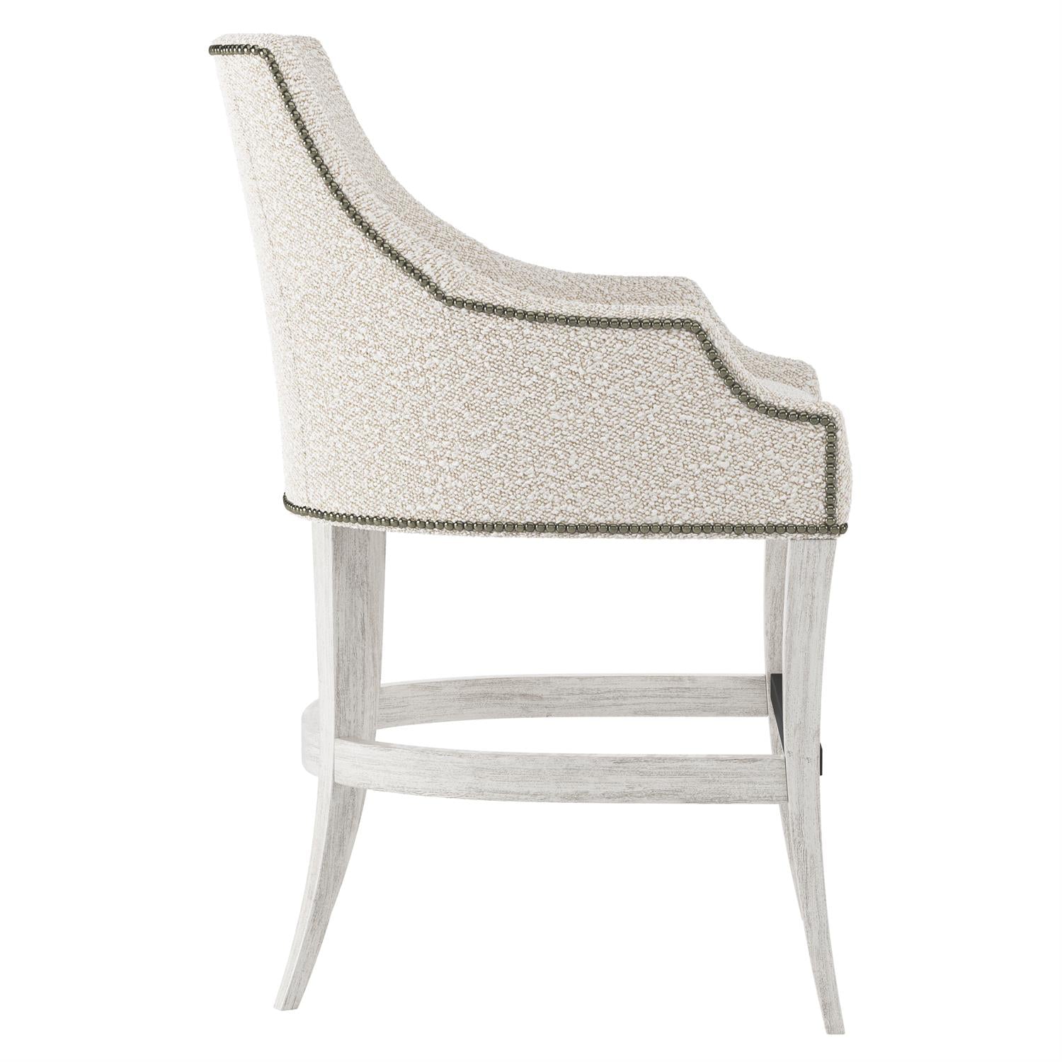 Bernhardt Furniture Keeley Fabric Counter Stool in Glacier White