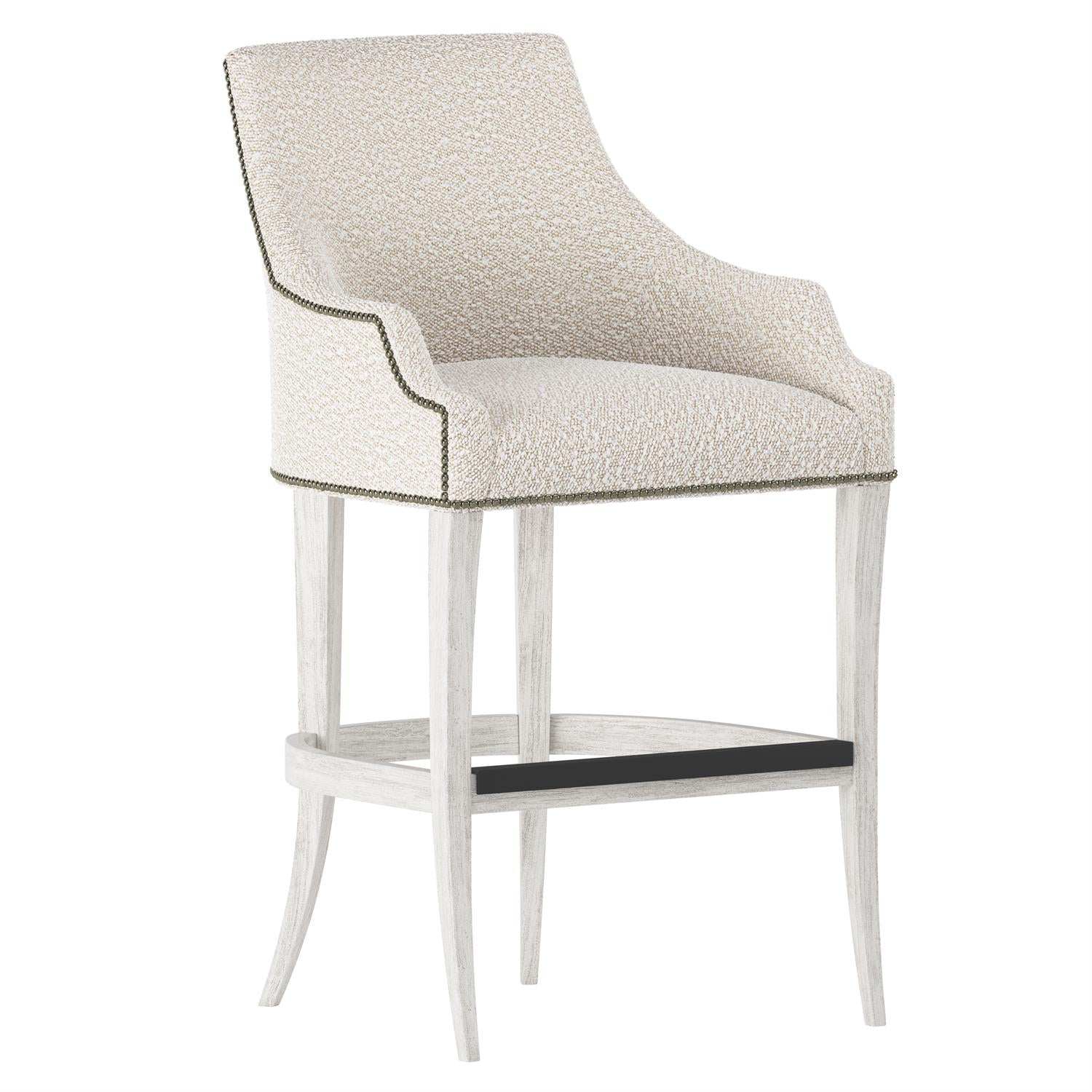 Bernhardt Furniture Keeley Fabric Bar Stool in Glacier White