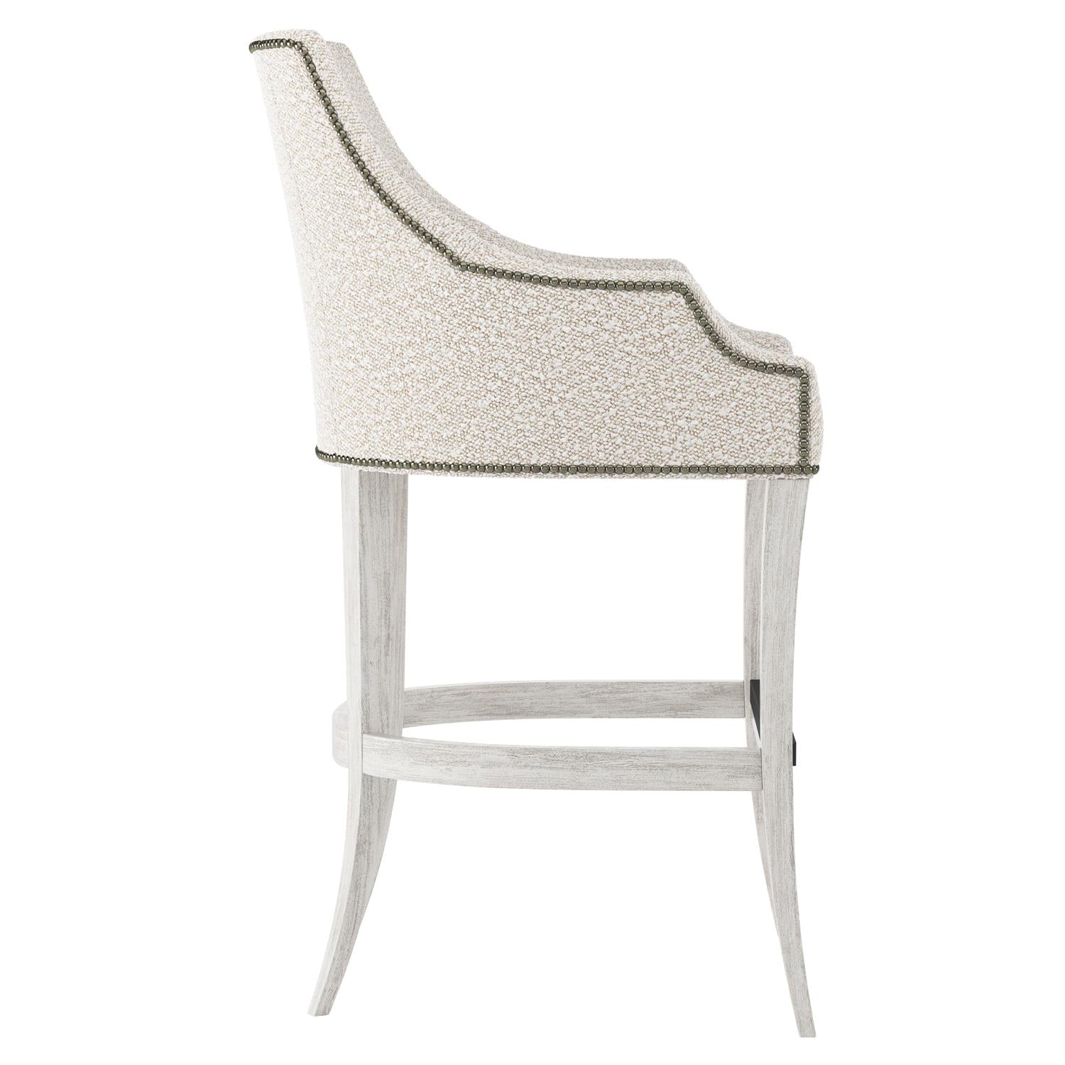 Bernhardt Furniture Keeley Fabric Bar Stool in Glacier White