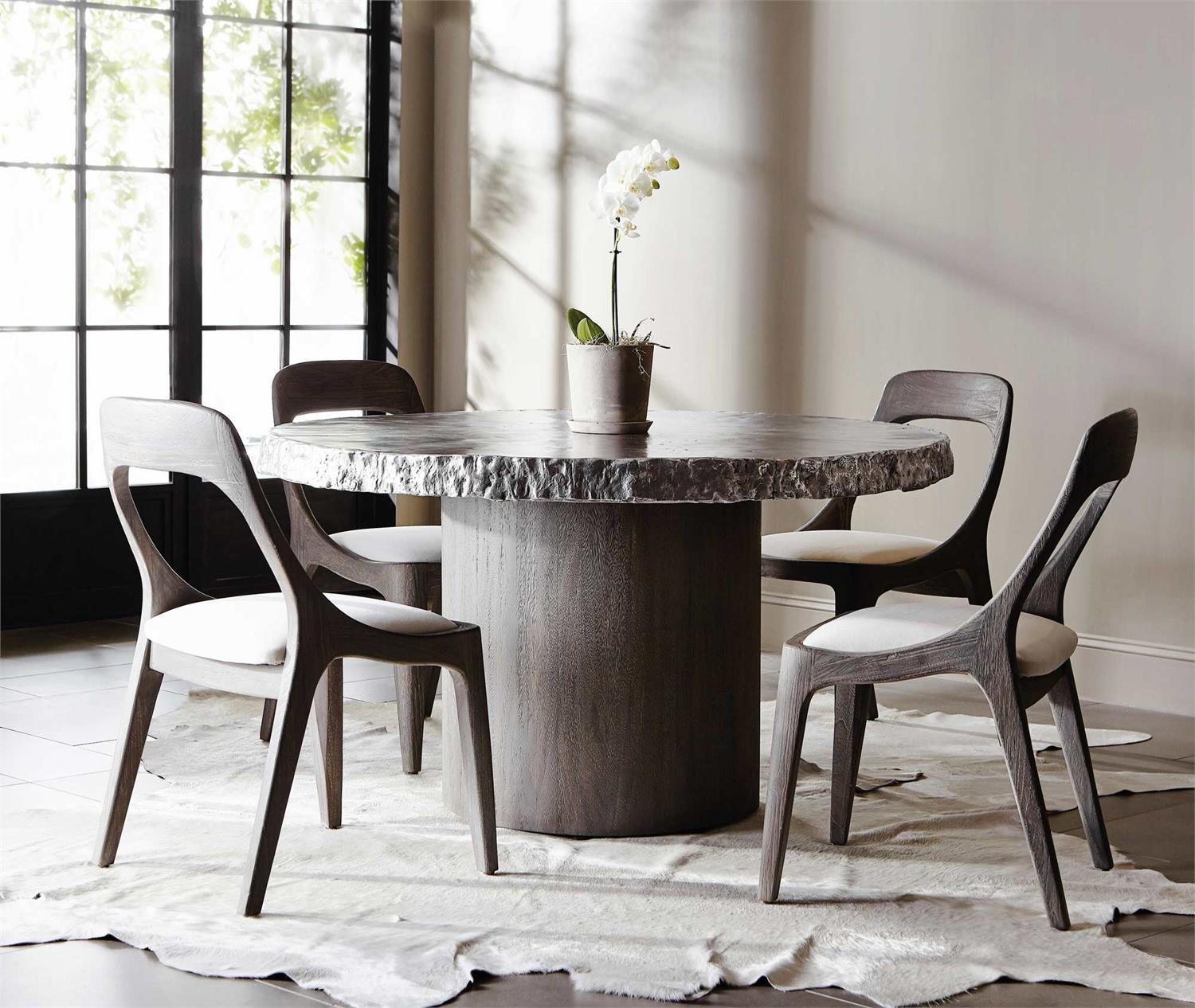 Bernhardt Furniture Kellan Fabric Side Chair in White/Smoked Truffle