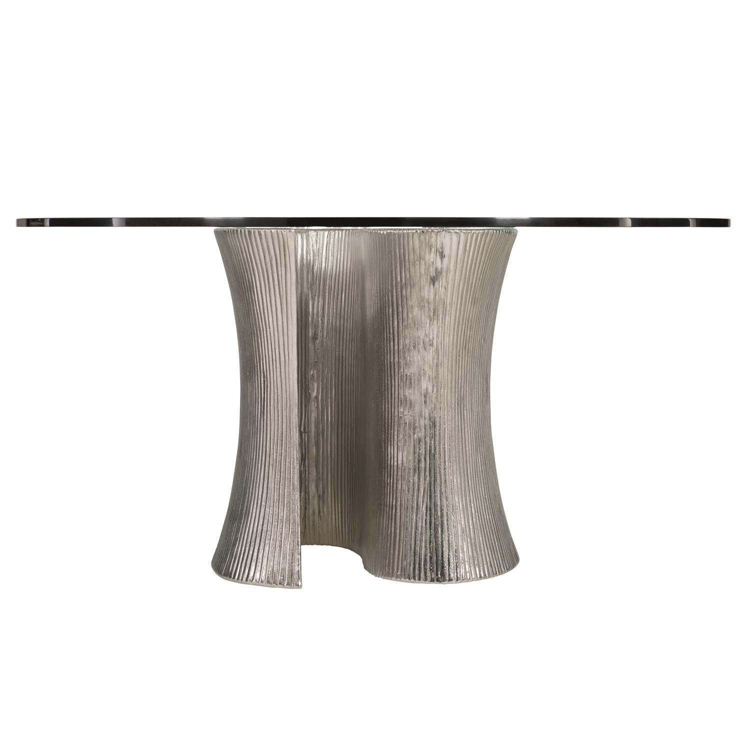 Bernhardt Furniture Serpentine 54" Round Dining Table in Bright Nickel