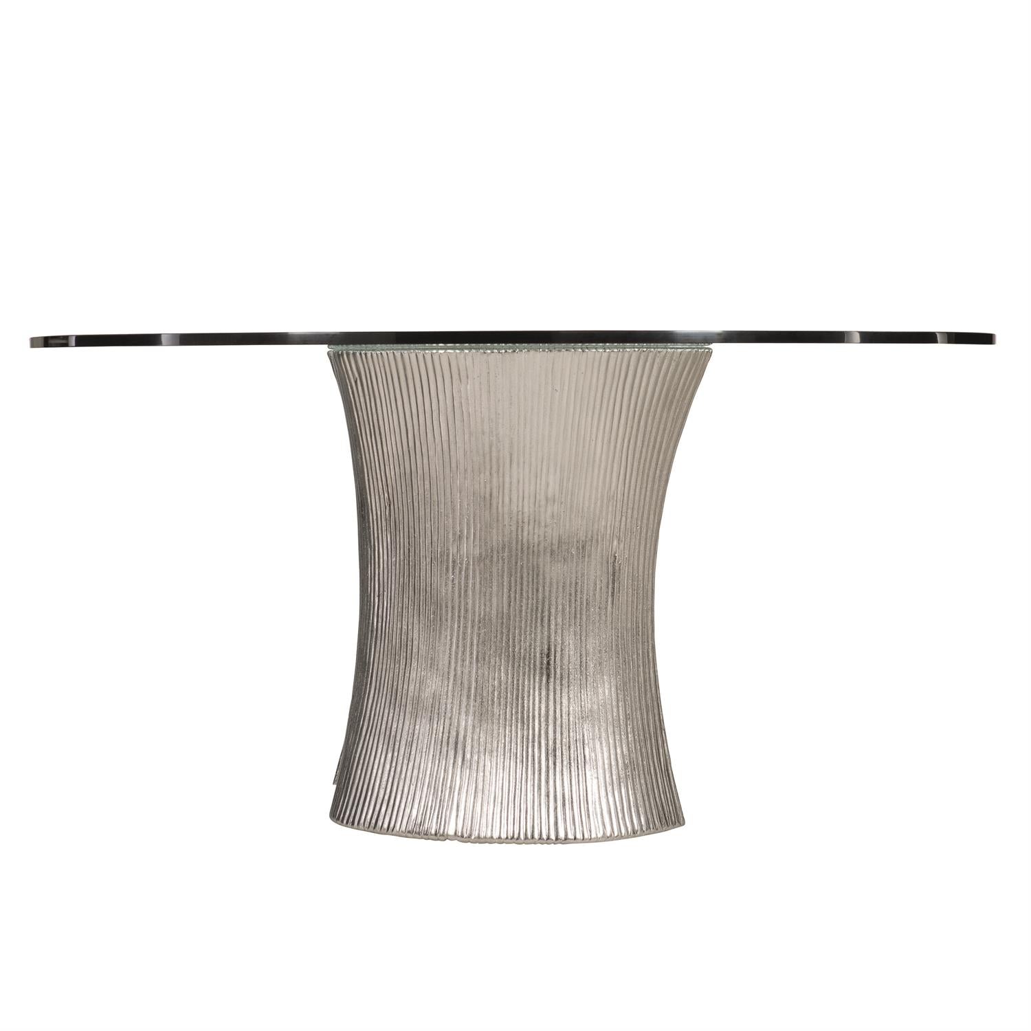 Bernhardt Furniture Serpentine 54" Round Dining Table in Bright Nickel