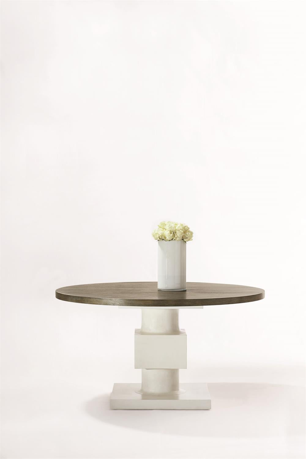 Bernhardt Furniture Newberry Round Dining Table in Rustic Grey/White Plaster