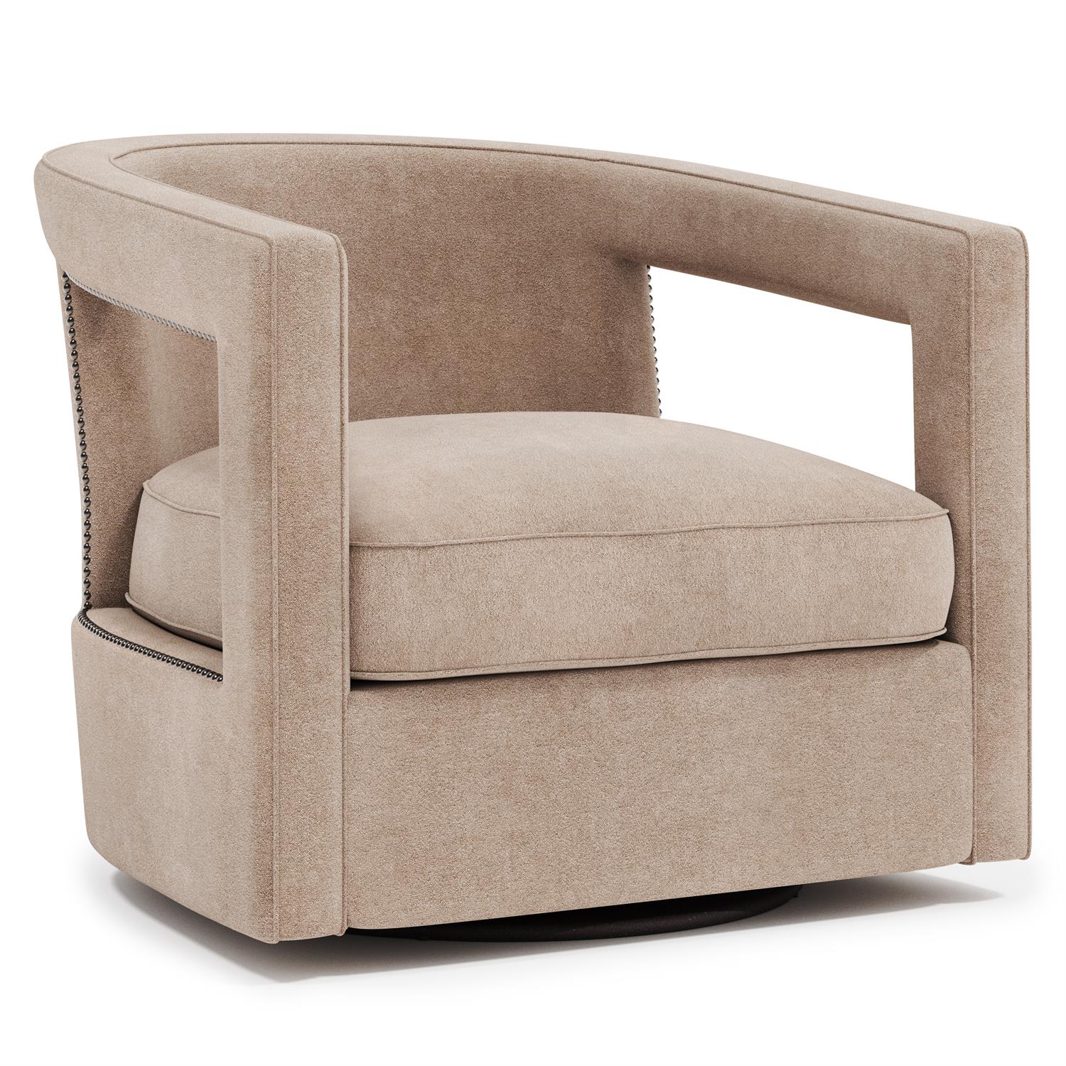 Bernhardt Furniture Alana Fabric Swivel Chair in Beige