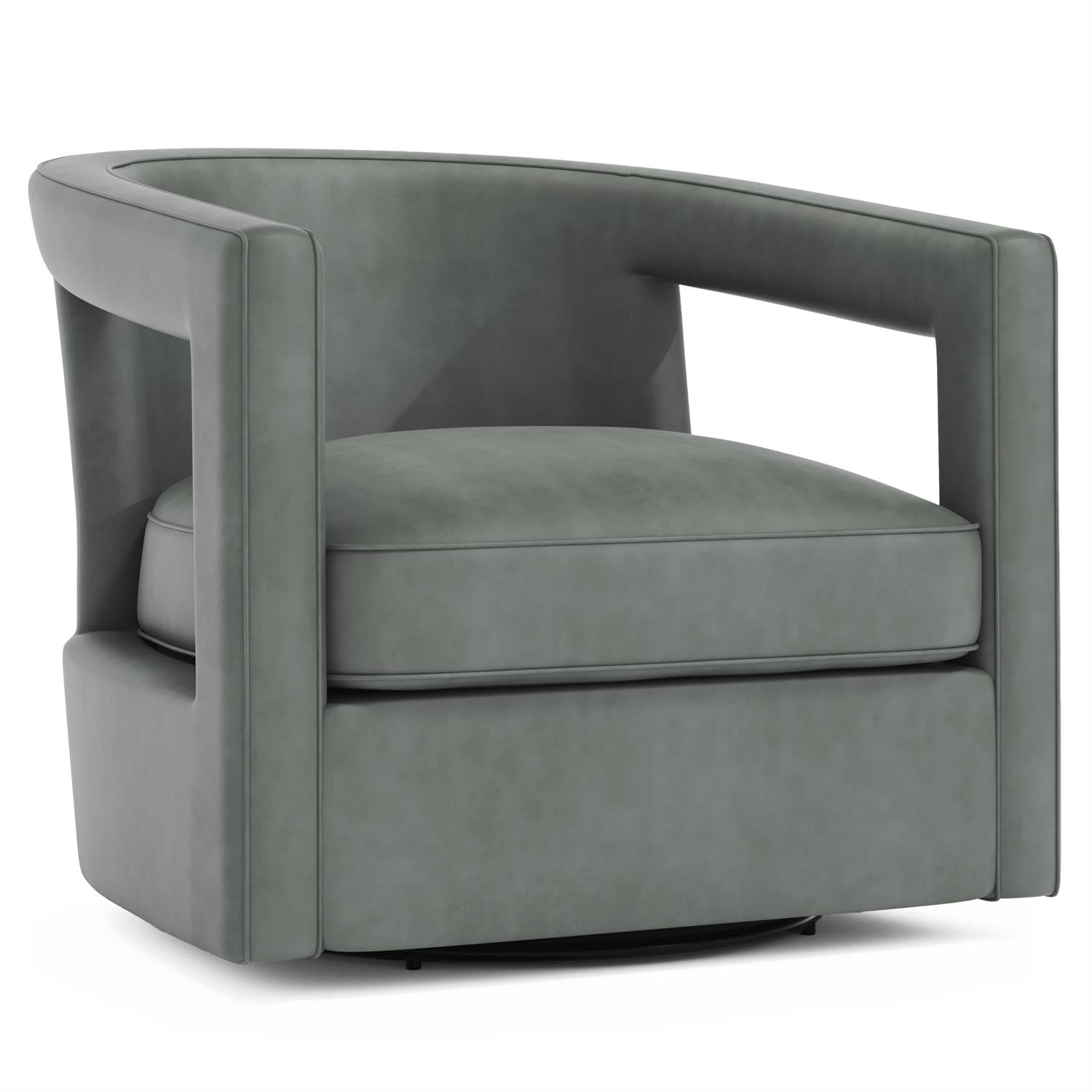 Bernhardt Furniture Alana Leather Swivel Chair in Gray