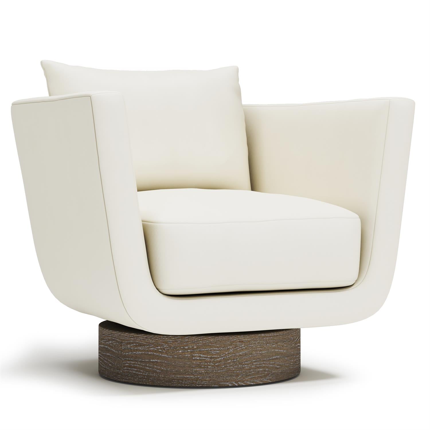 Bernhardt Furniture Gemma Leather Swivel Chair in White