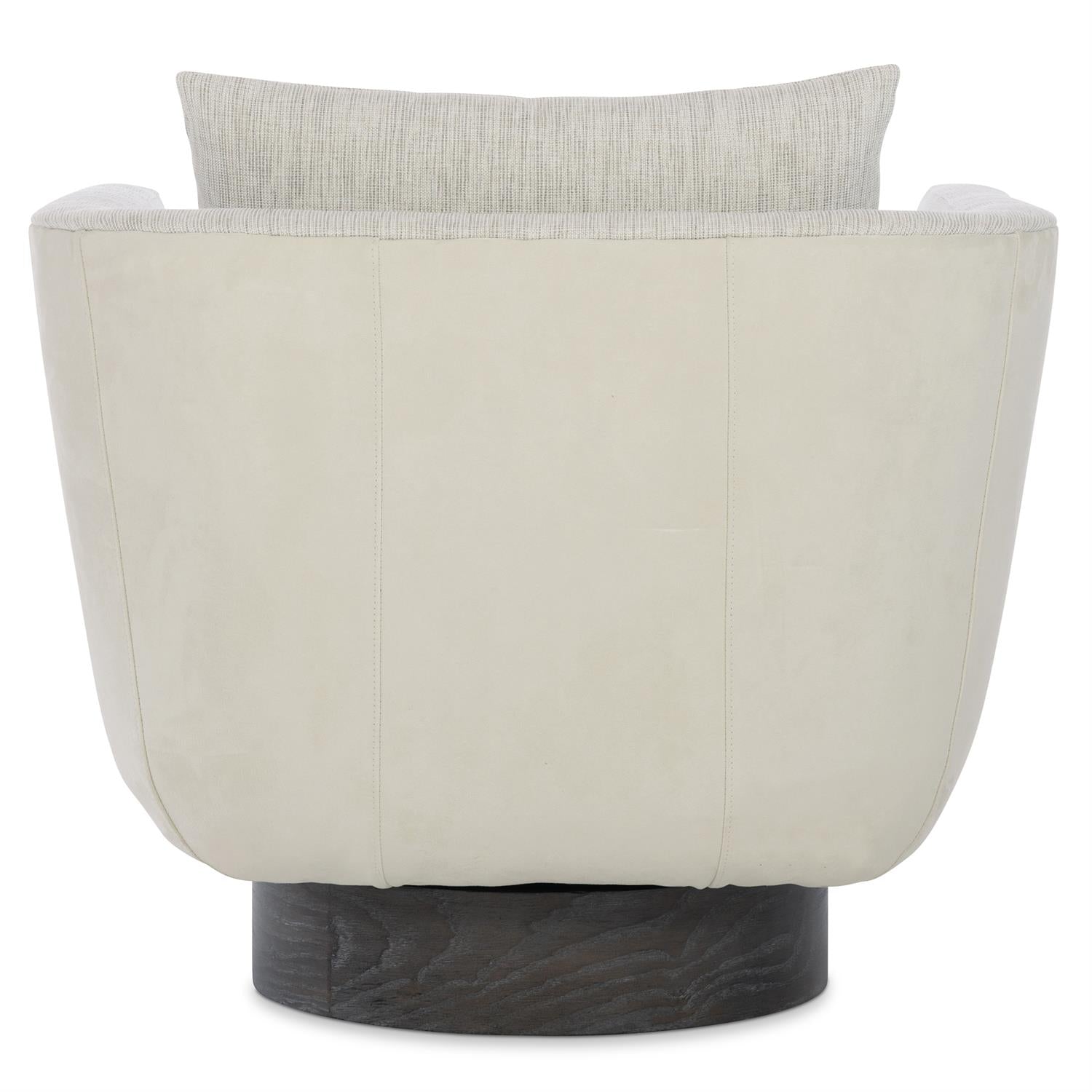 Bernhardt Furniture Gemma Leather-Fabric Swivel Chair in Off-White