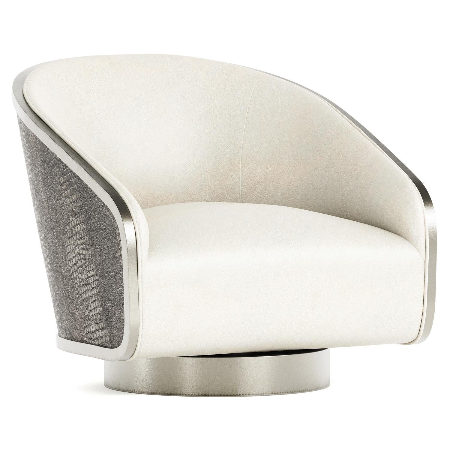 Bernhardt Furniture Miles Leather Swivel Chair in White