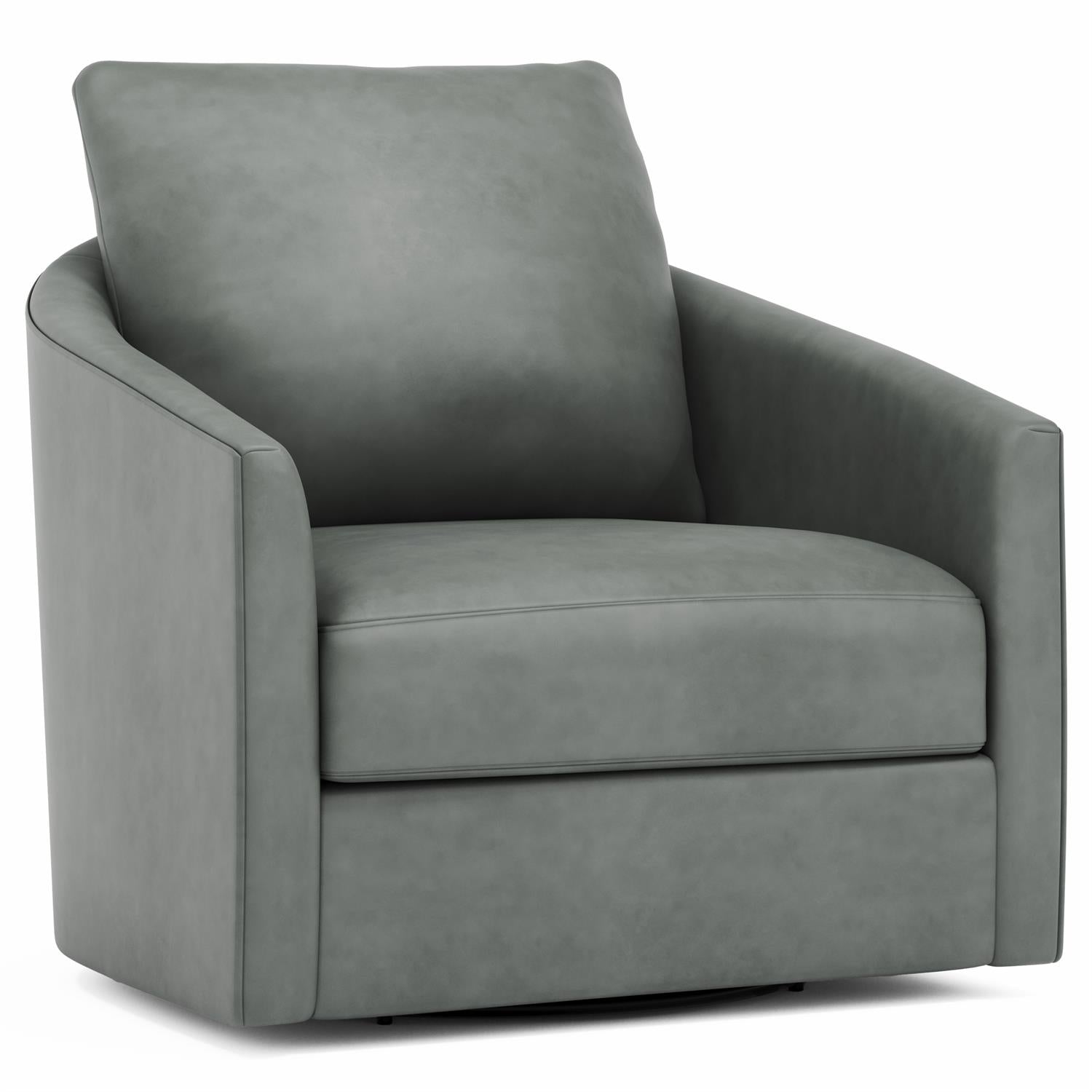 Bernhardt Furniture Astoria Leather Swivel Chair in Gray