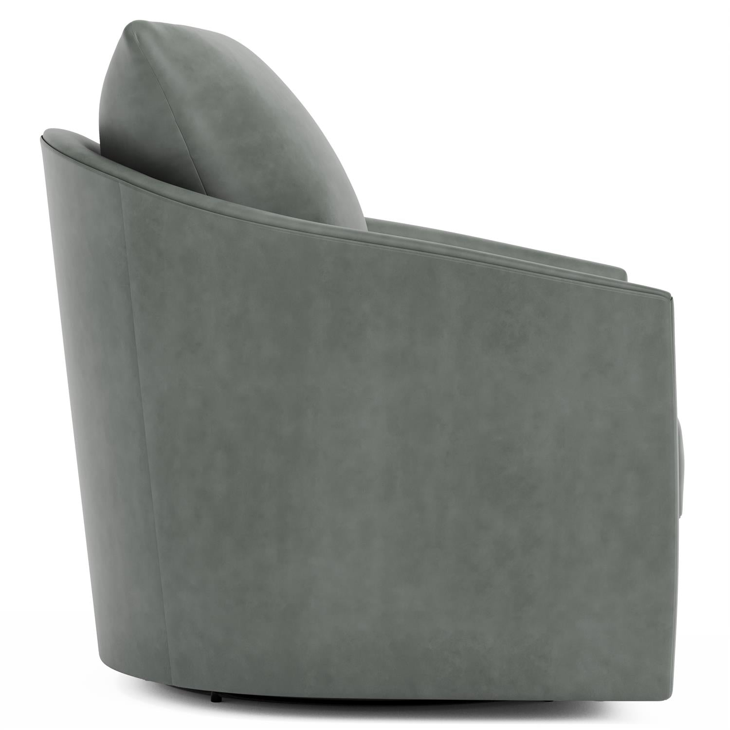 Bernhardt Furniture Astoria Leather Swivel Chair in Gray
