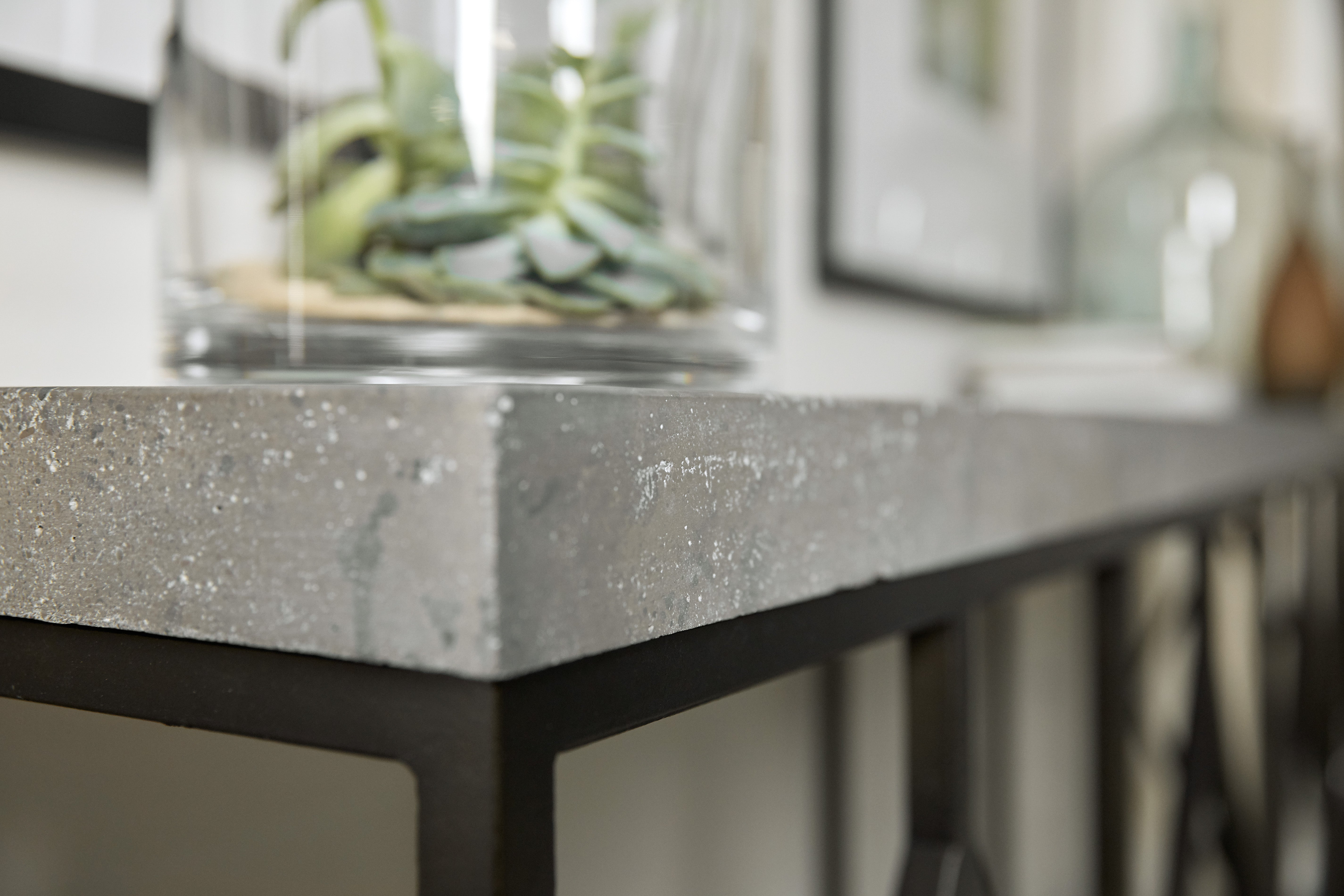 Hooker Furniture Ciao Bella Metal and Faux Concrete Console Table in Gray