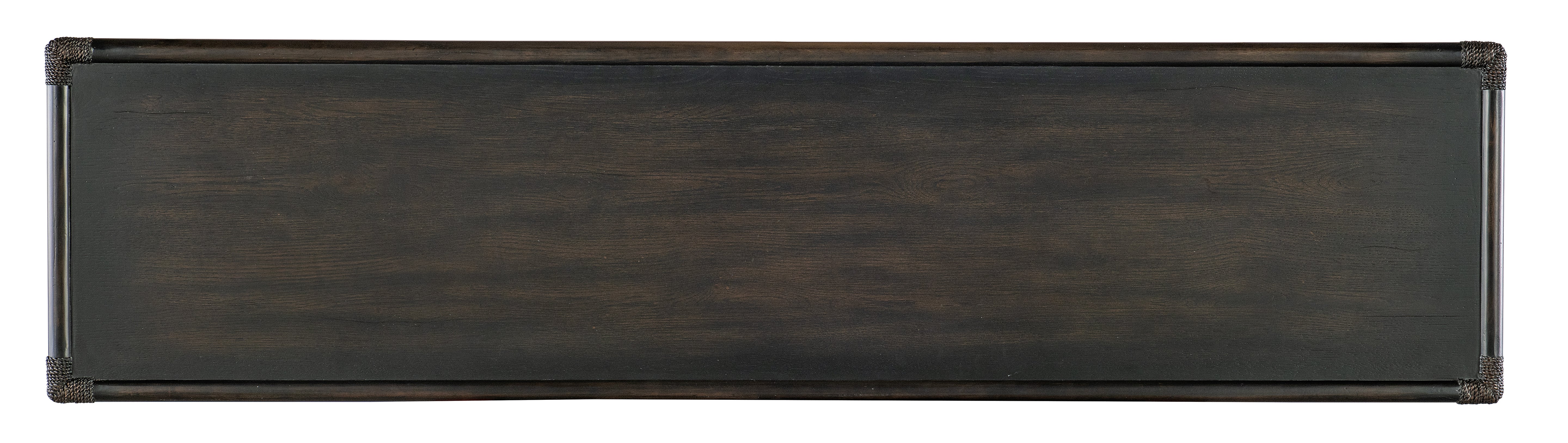 Hooker Furniture Retreat Pole Rattan Console in Dark Wood