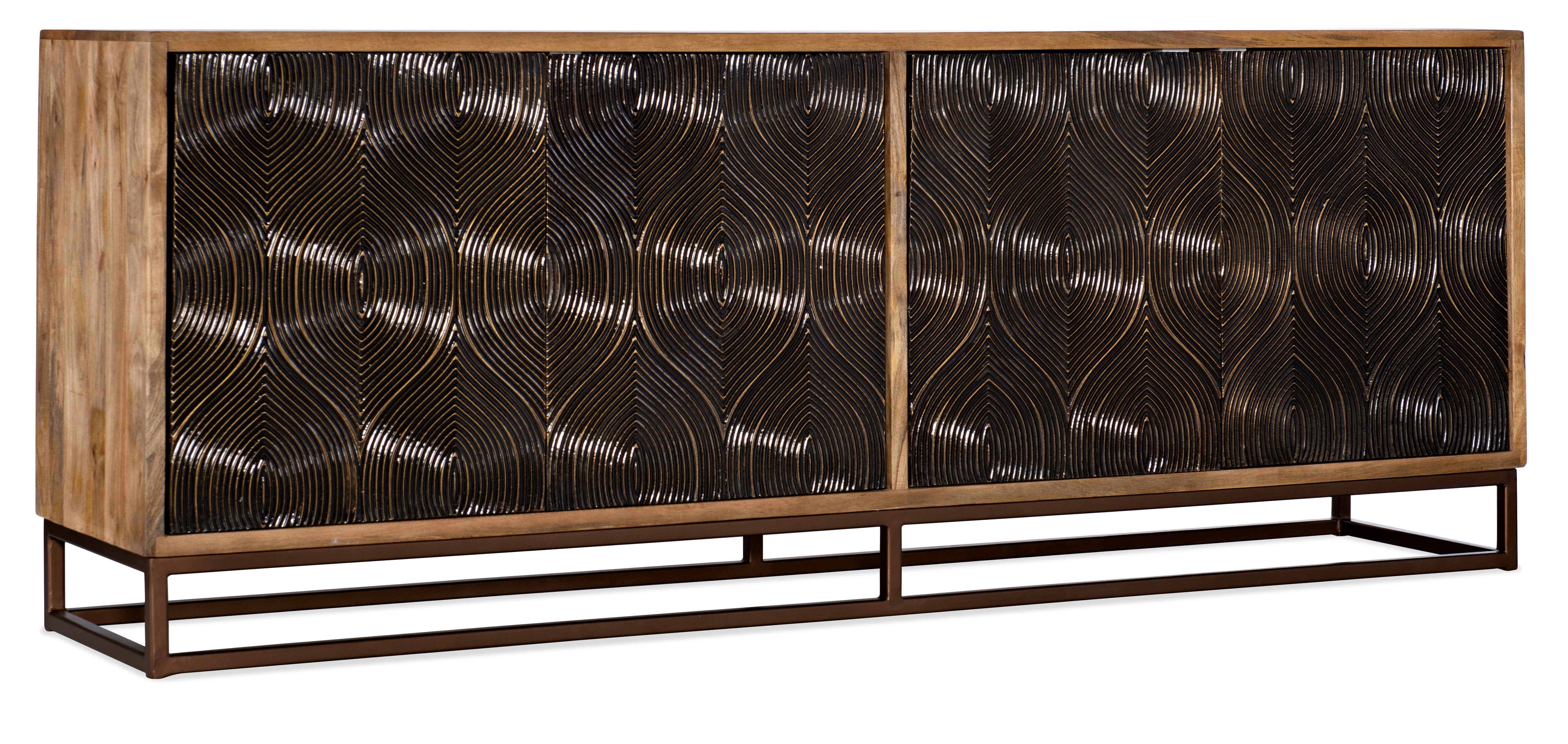 Hooker Furniture Swirl Door Entertainment Console in Medium Brown