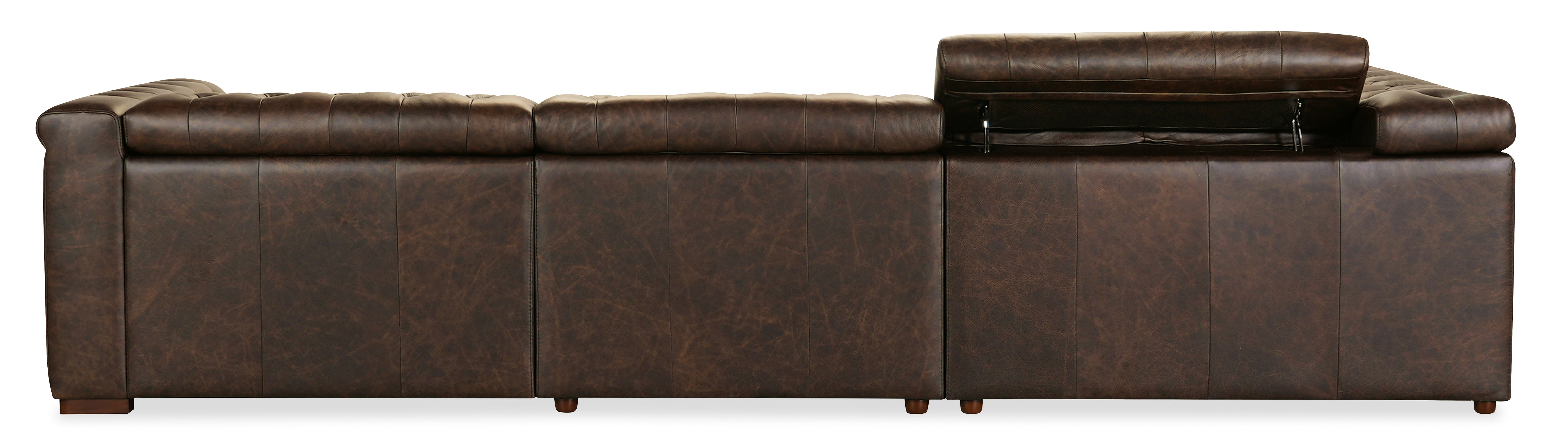 Hooker Furniture Savion Deux 5 Seat Sectional with Three Power Recliners and Six Power Headrests in Brown