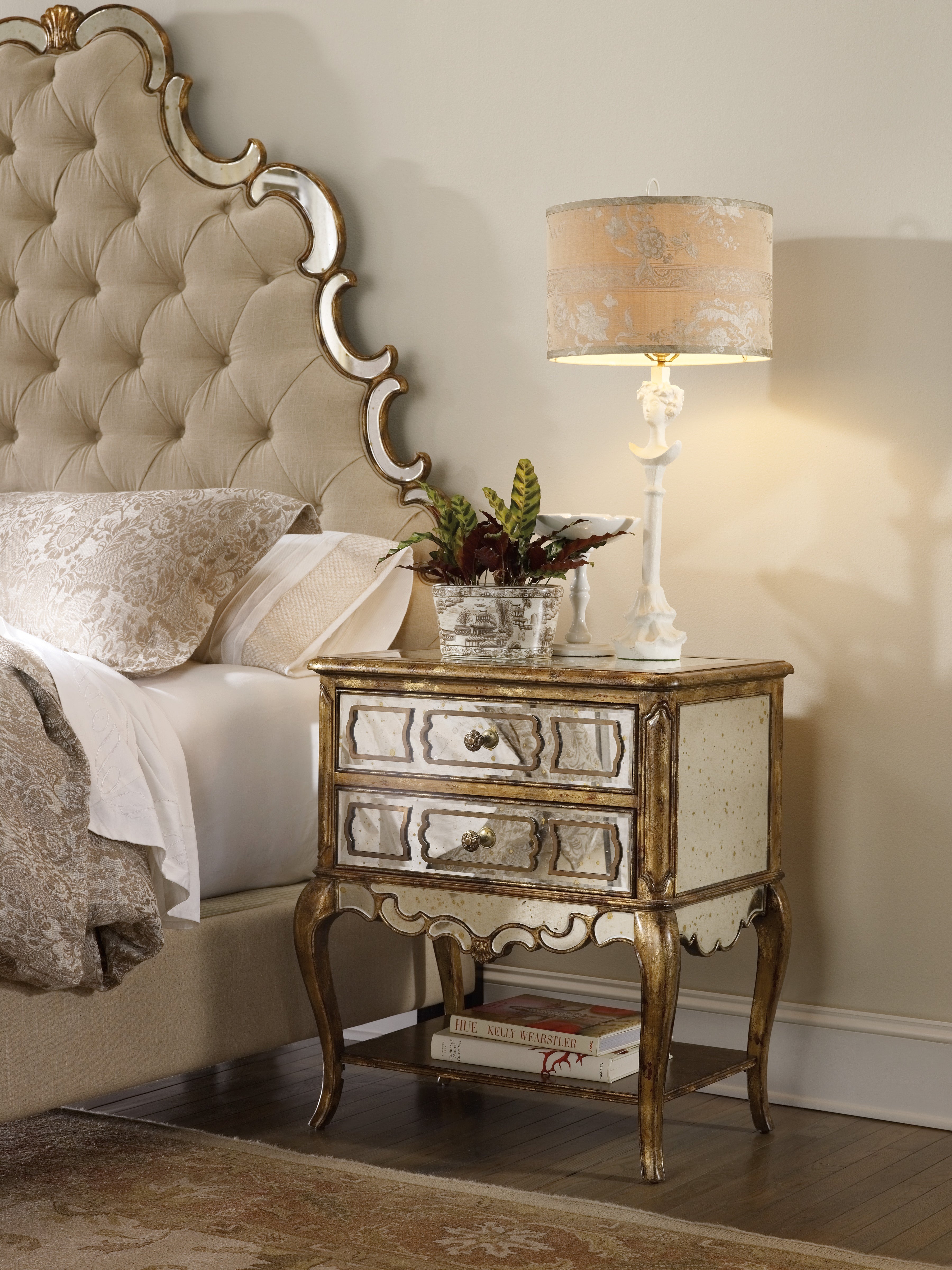 Hooker Furniture Sanctuary Mirrored Leg Nightstand - Bling