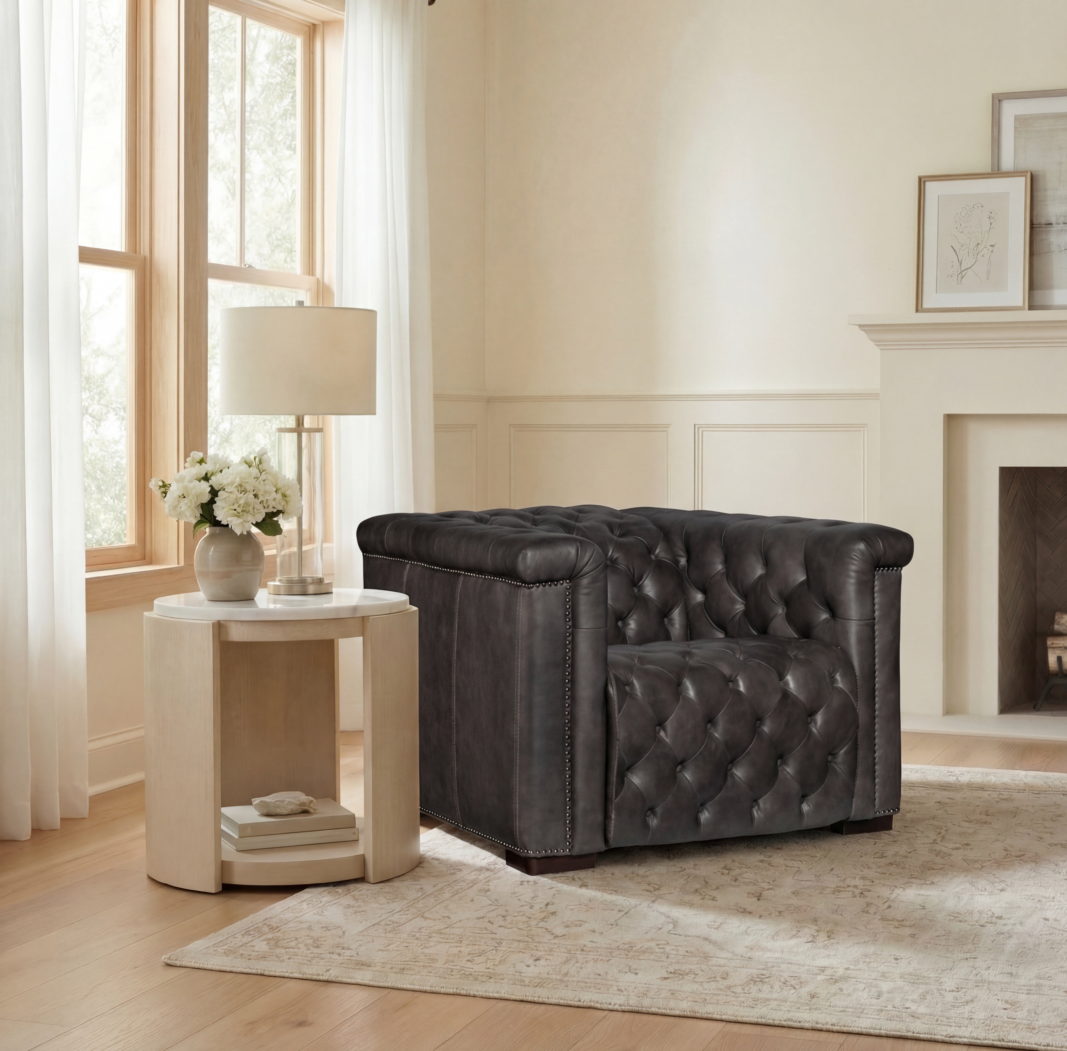 Hooker Furniture Savion Grandier Power Recliner with Power Headrest in Dark Gray