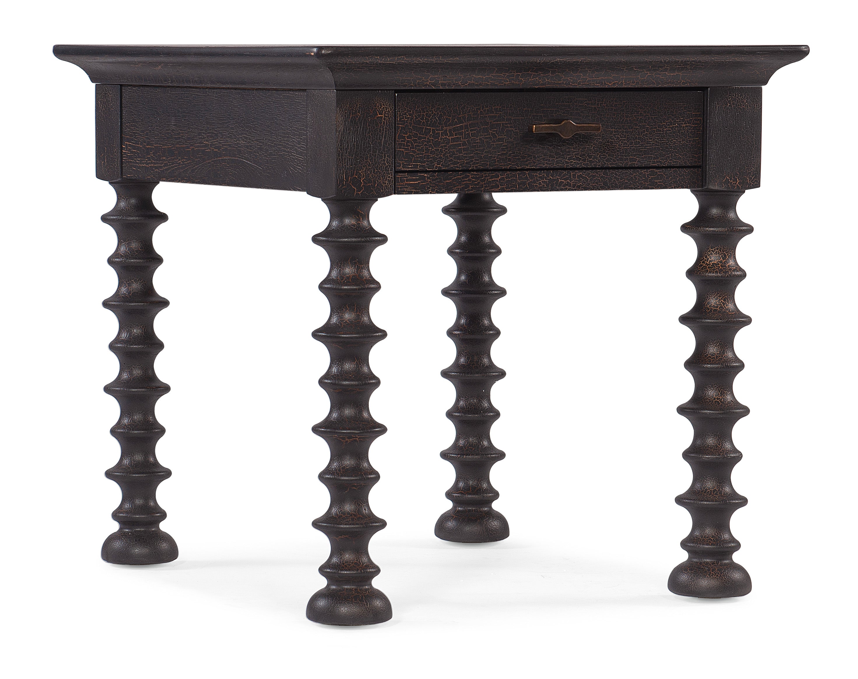 Hooker Furniture Big Sky Turned Leg End Table in Medium Brown