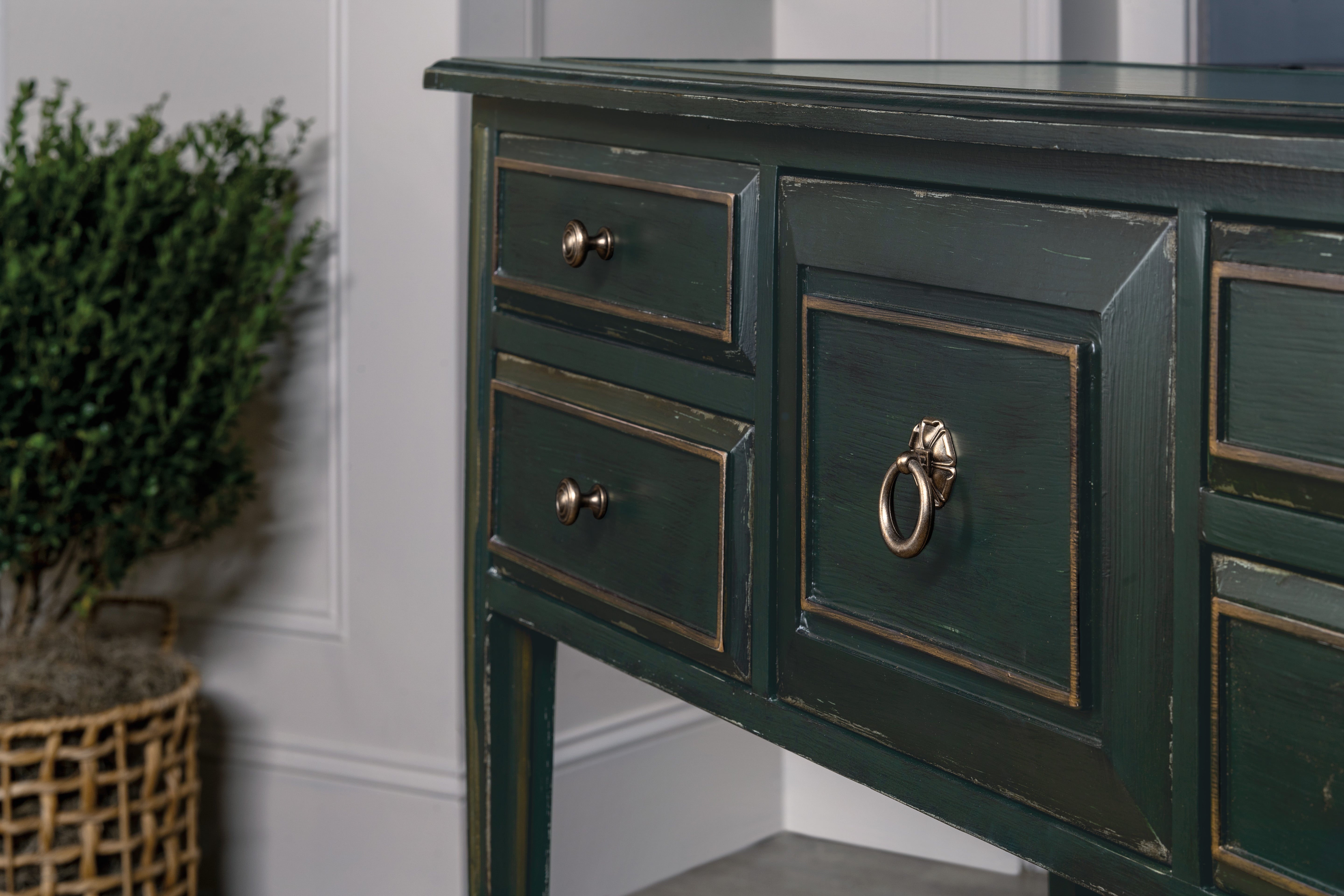 Hooker Furniture Charleston Five-Drawer Console Table in Dark Green