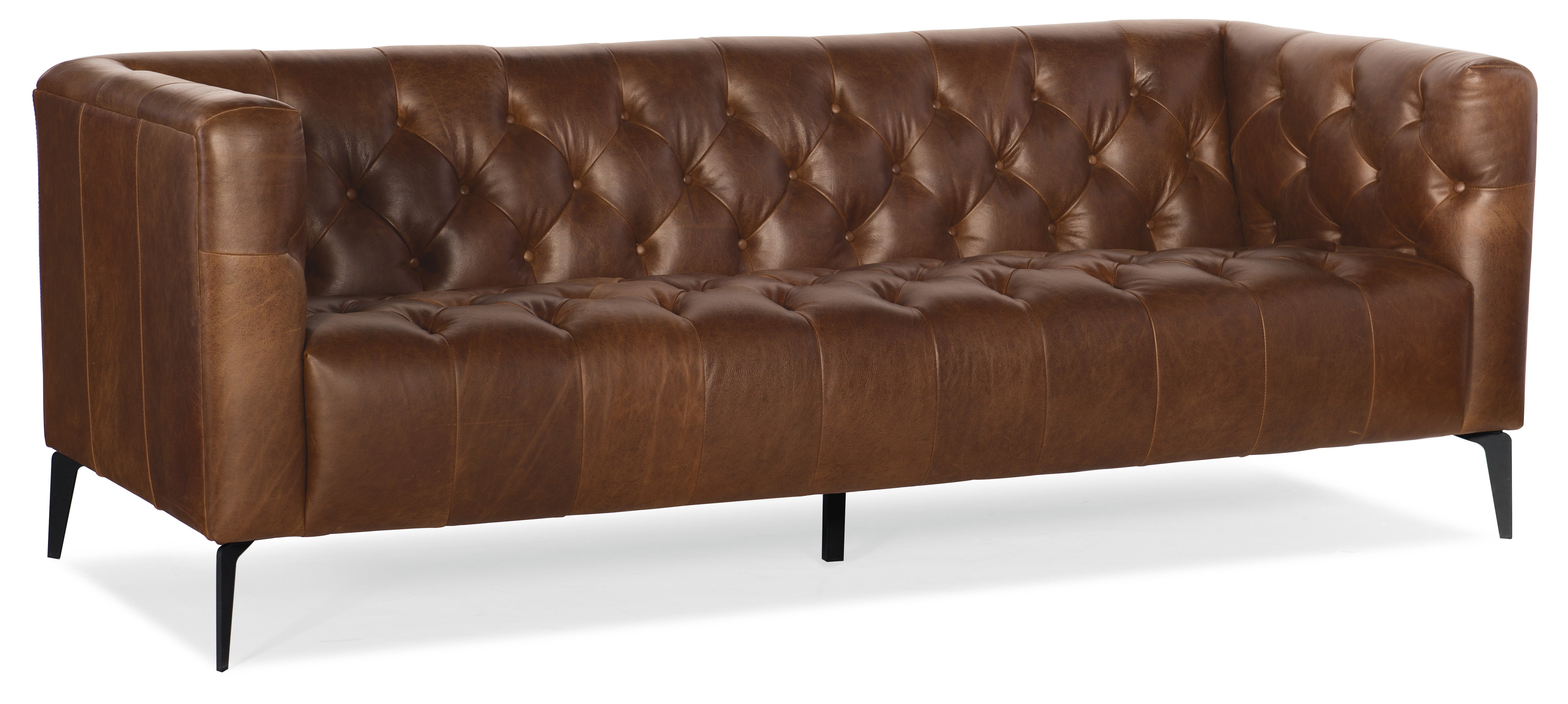 Hooker Furniture Nicolla Stationary Sofa in Medium Brown
