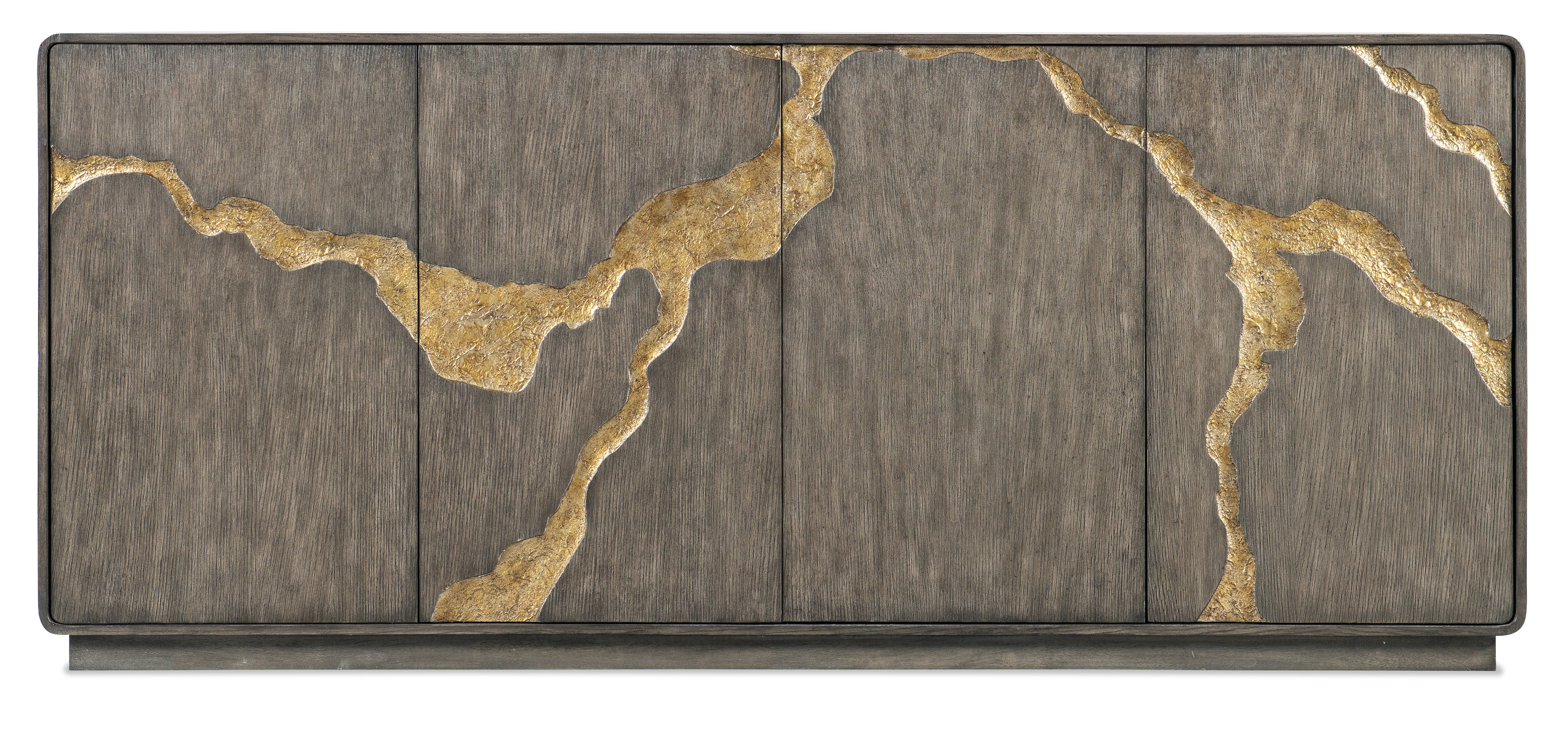 Hooker Furniture Melange Fissured Entertainment Credenza in Medium Green