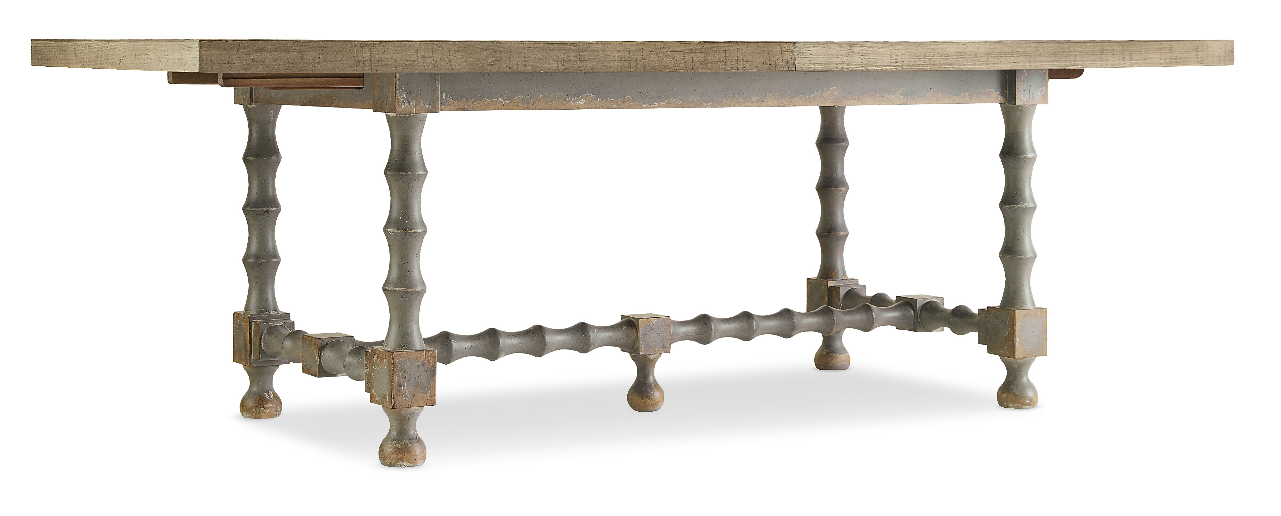 Hooker Furniture Ciao Bella 84in Trestle Table with 2-18in Leaves-Natural/Gray