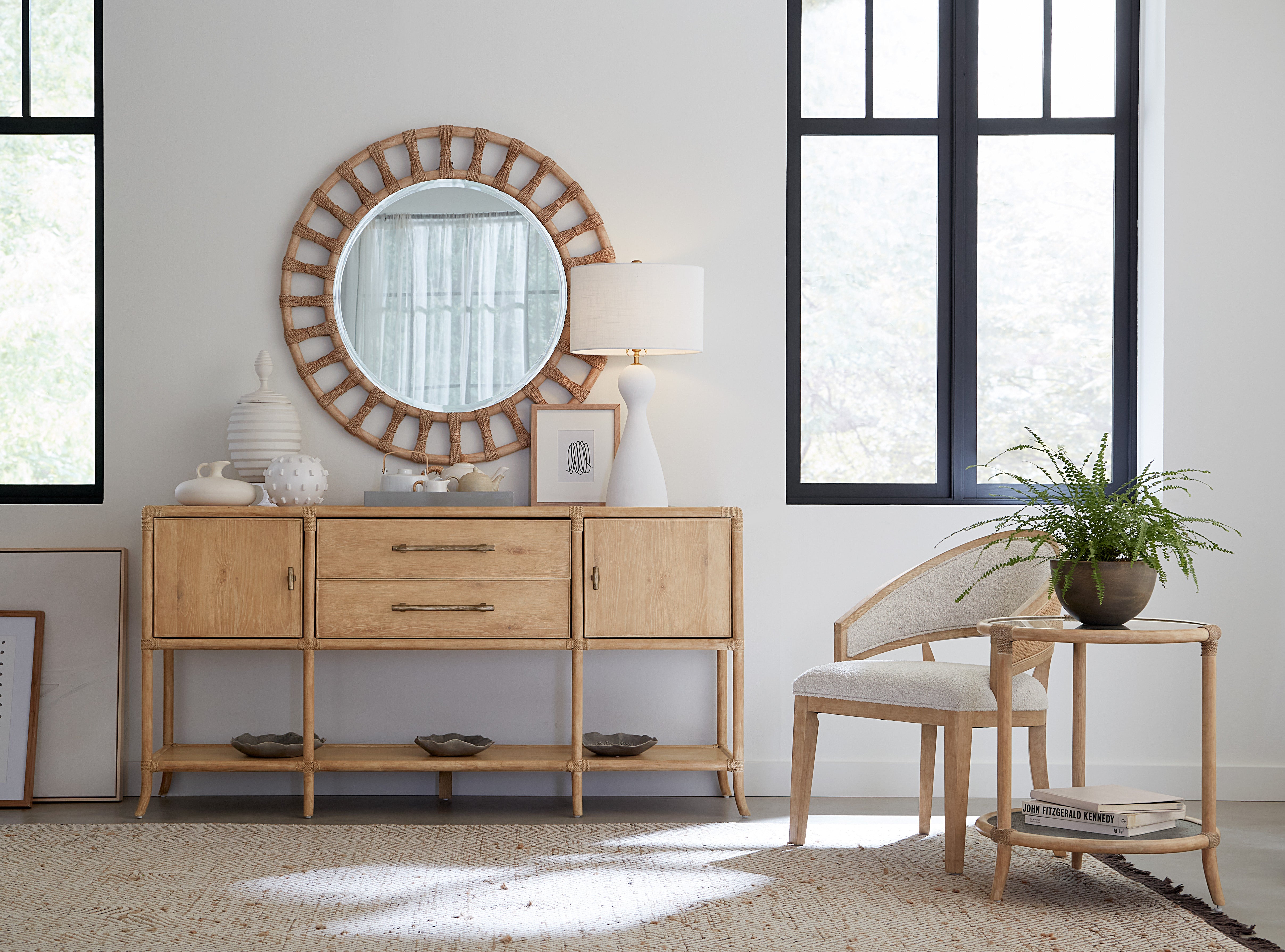 Hooker Furniture Retreat Raffia End Table in Greens