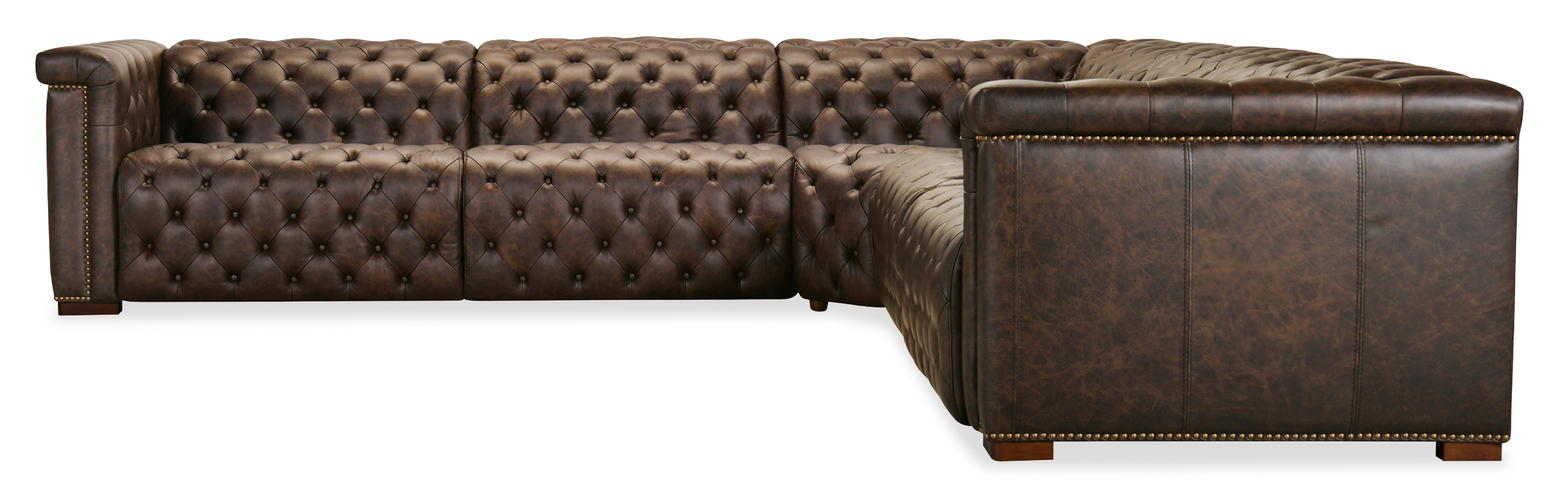 Hooker Furniture Savion Deux 5 Seat Sectional with Four Power Recliners and Six Power Headrests in Brown