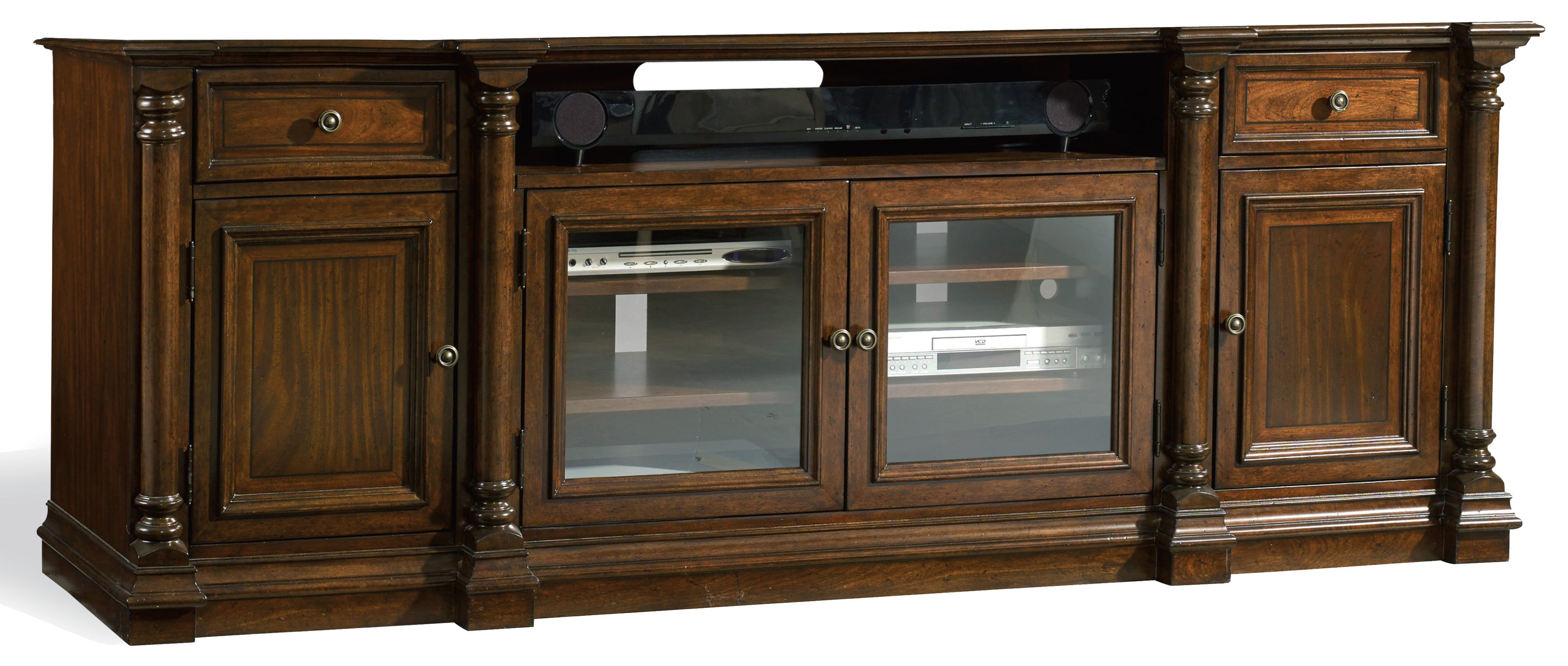 Hooker Furniture Leesburg Entertainment Console in Dark Brown